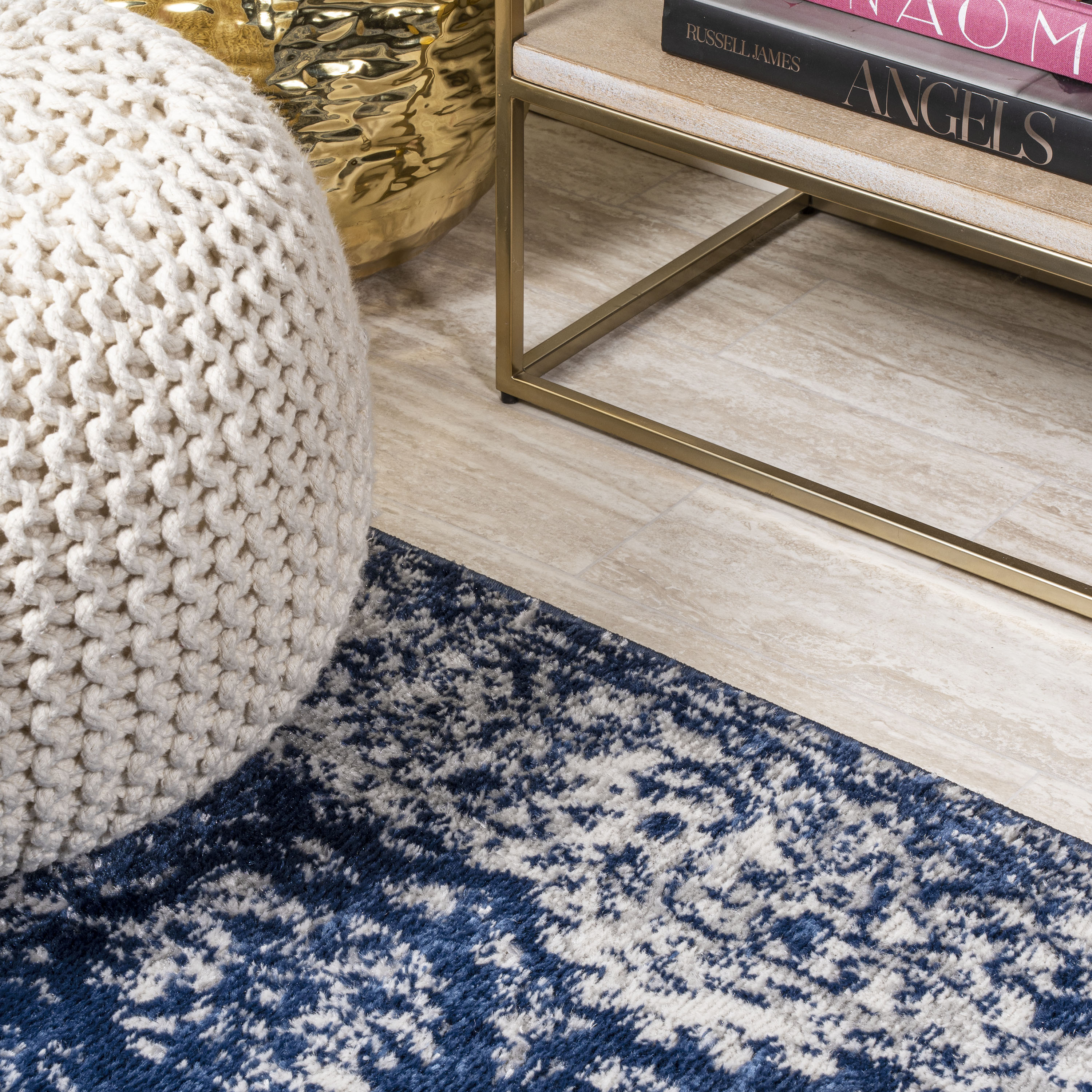 Handmade Reversible Synthetic Navy Blue 4' x 6' Area Rug