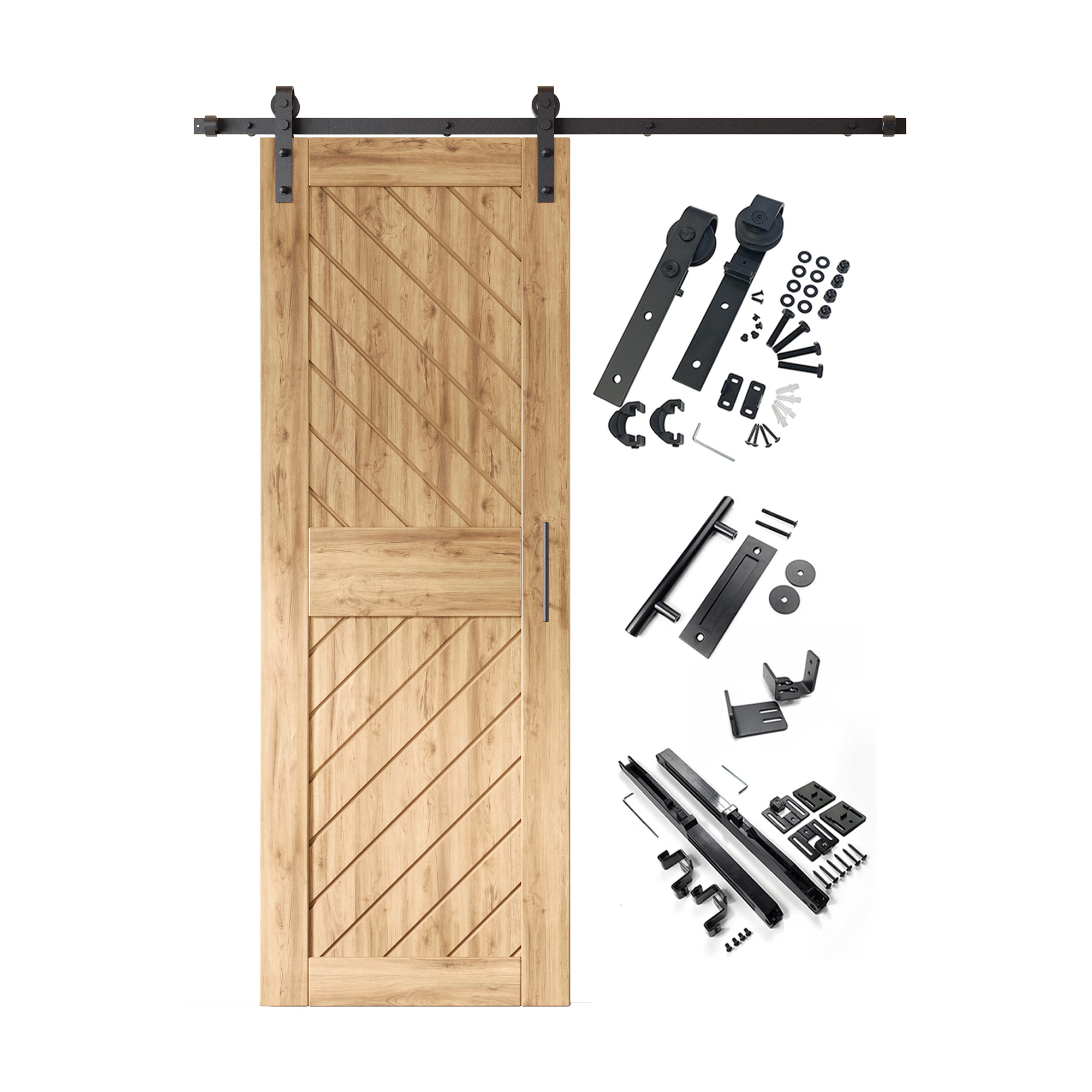 HOMACER YT1TGH054C-XT4-2684 26-in x 84-in Unfinished Unfinished Non-standard Pine Wood Solid core Single Barn Door (Hardware Included)