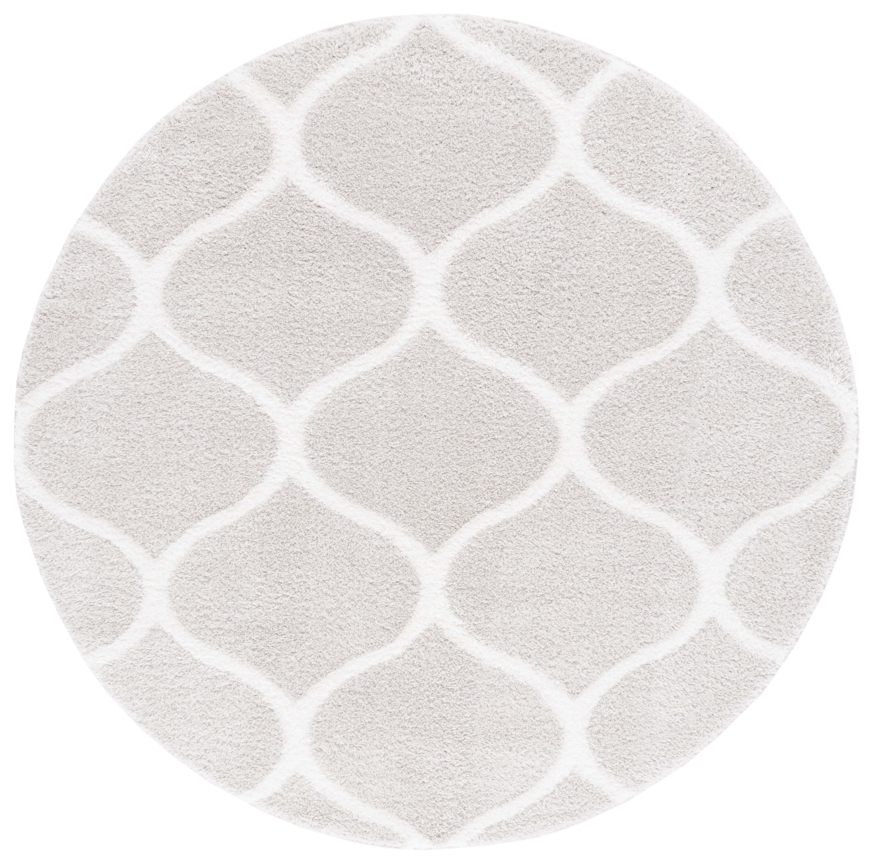 Safavieh THO677G-7R 7 x 7 (ft) Loomed Polypropylene Silver/White Round Indoor Trellis Mid-Century Modern Area rug