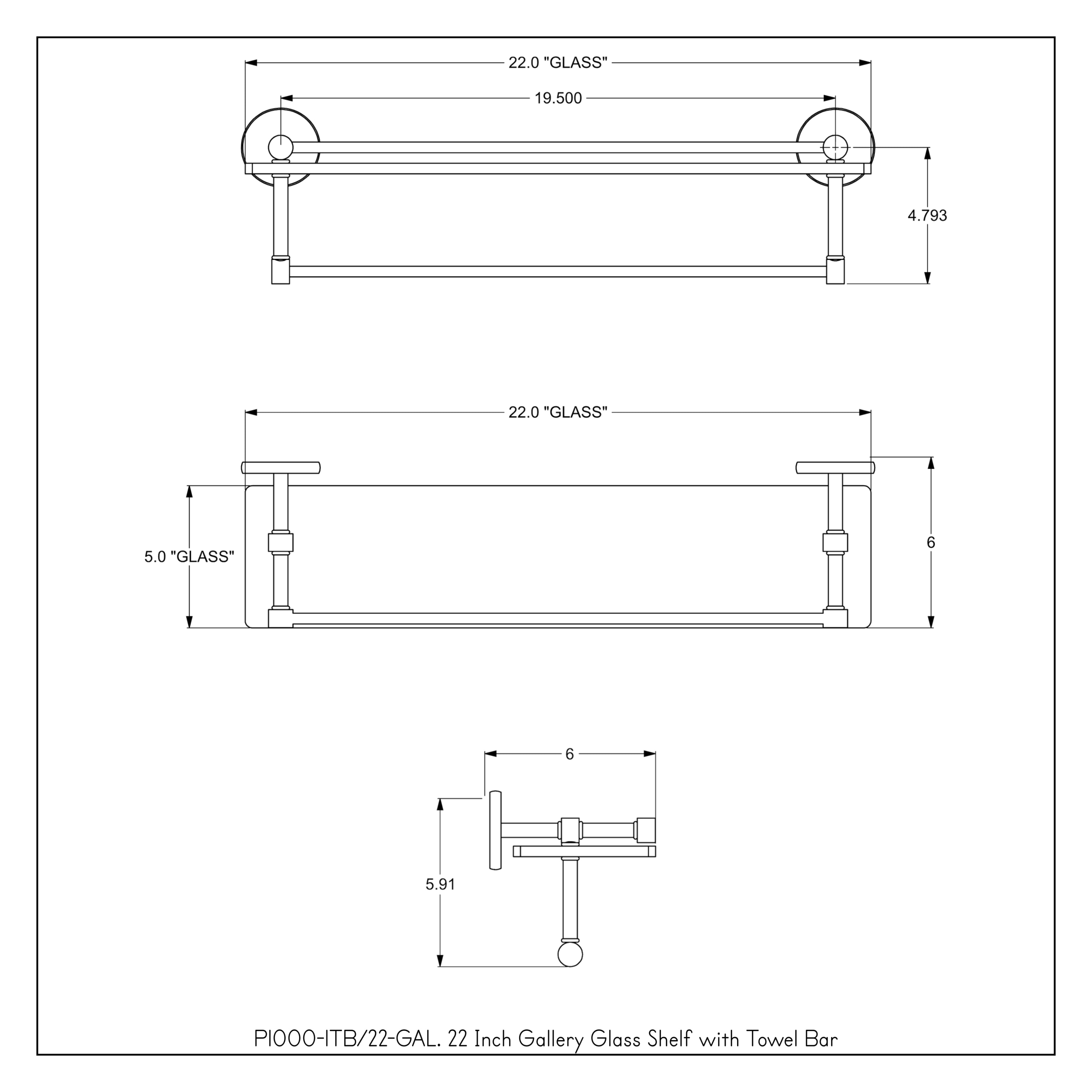 Allied Brass P1000-1TB/22-GAL-PB Bathroom-Shelves - View #3