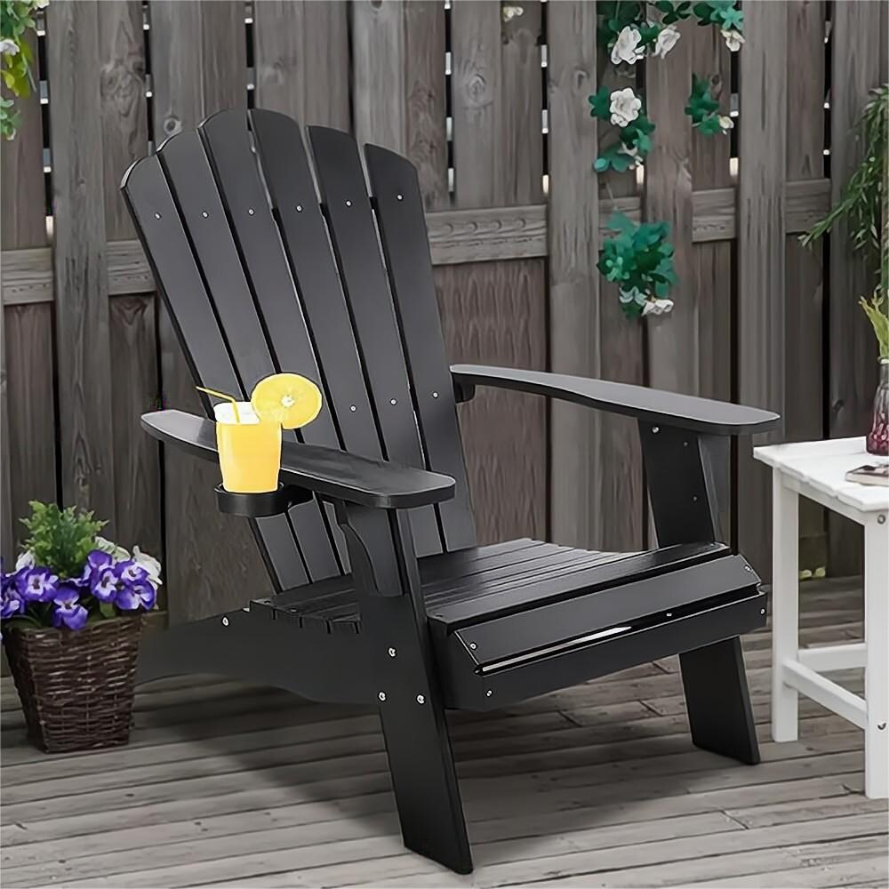 Topcraft Black Plastic Frame Stationary Adirondack Chair with