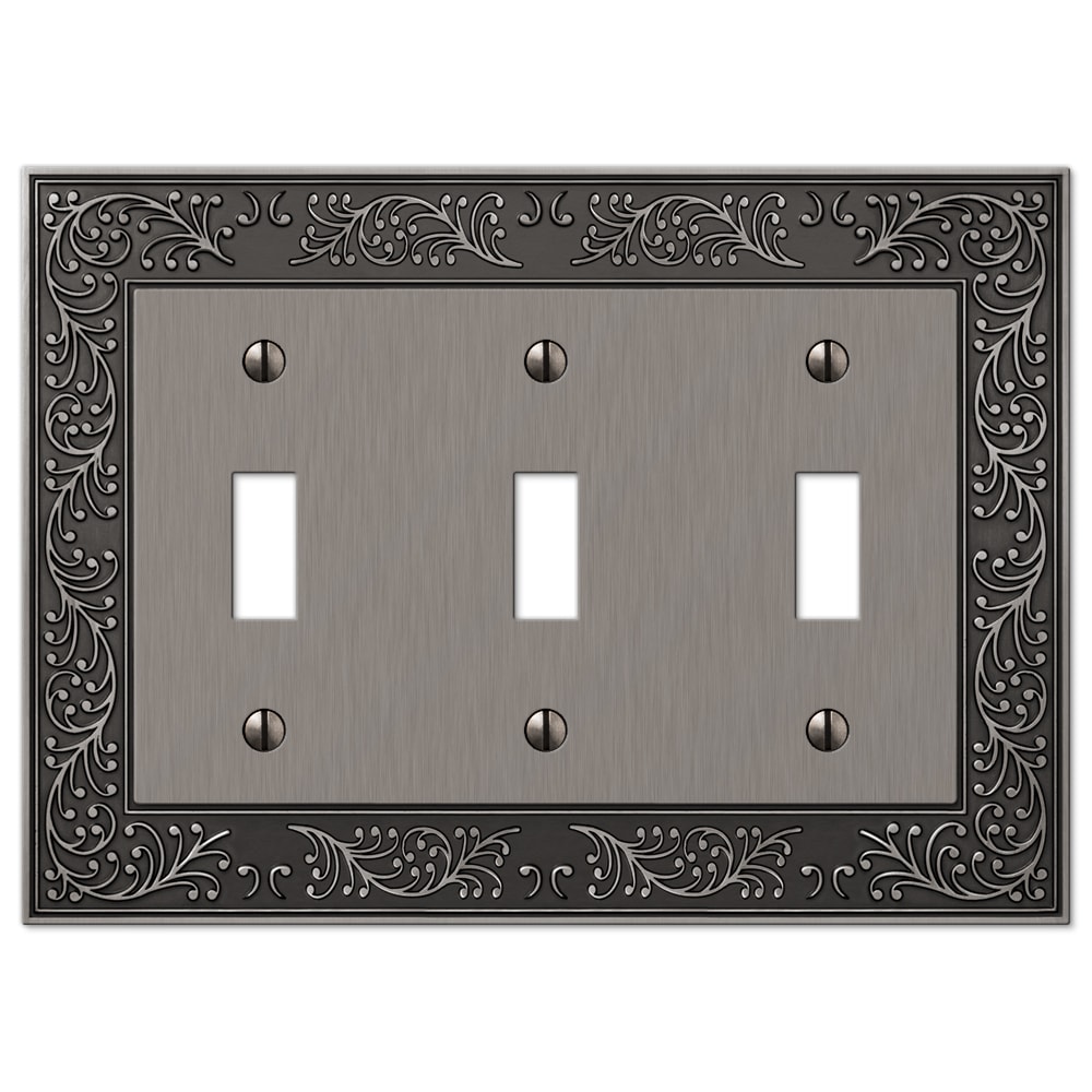 Amerelle 43TTTAN 3 -Gang Specialty Size Antique Nickel Metal Indoor Toggle Wall Plate