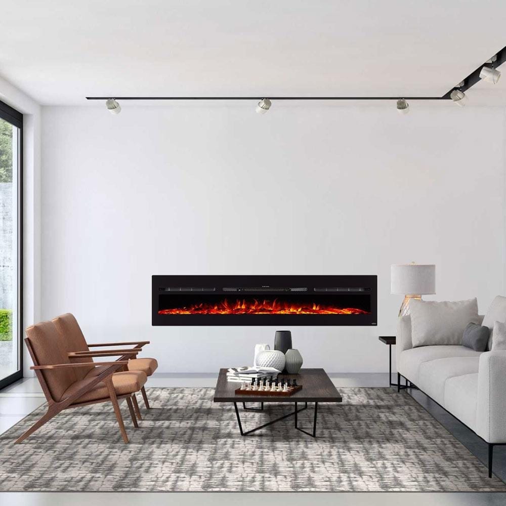 Sideline 84 Inch Black Wall Mounted Electric Fireplace