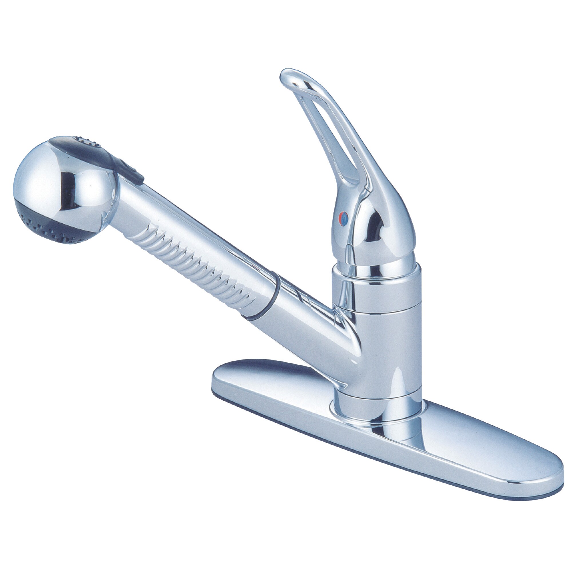 Kingston Brass WLKB701SP Wyndham Polished chrome Single Handle Deck-mount Pull-out Kitchen Faucet with Sprayer ( Deck Plate Included )