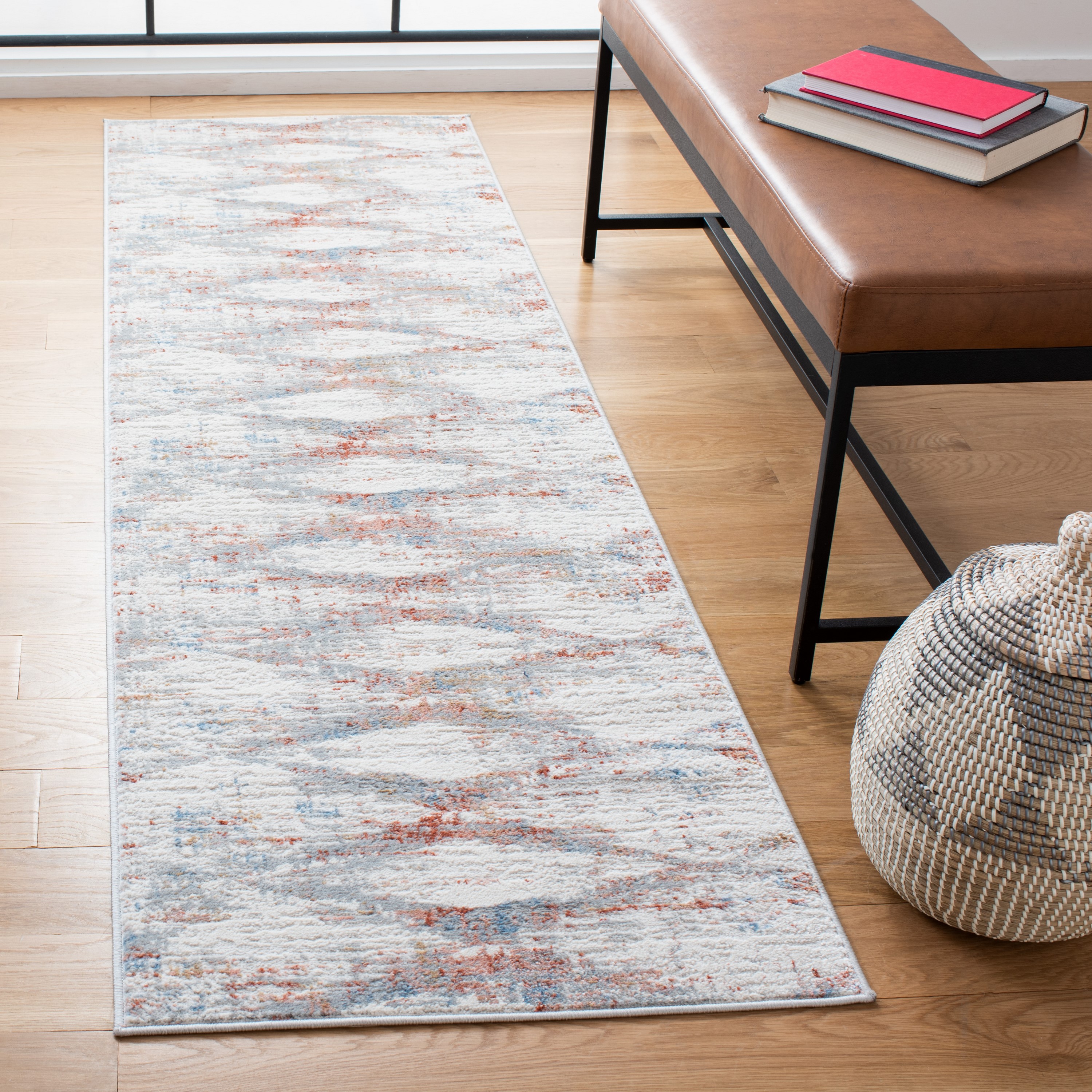 Safavieh ALA478B-28 Amelia Bortola 2 x 8 (ft) Loomed Synthetic Ivory/Rust Rectangular Indoor Geometric Vintage Runner rug