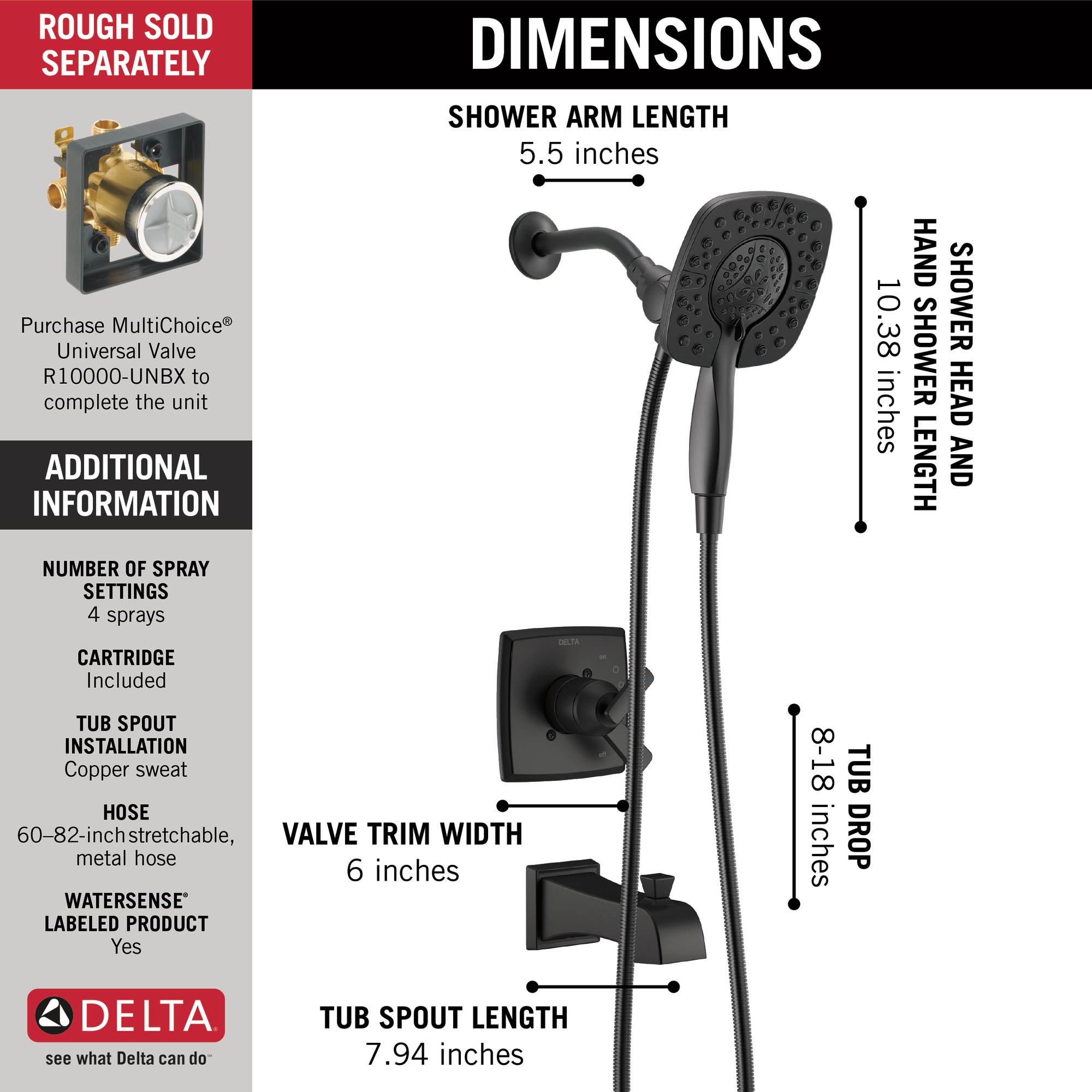Delta T17464-BL-I Tub-Shower-Faucets - View #4