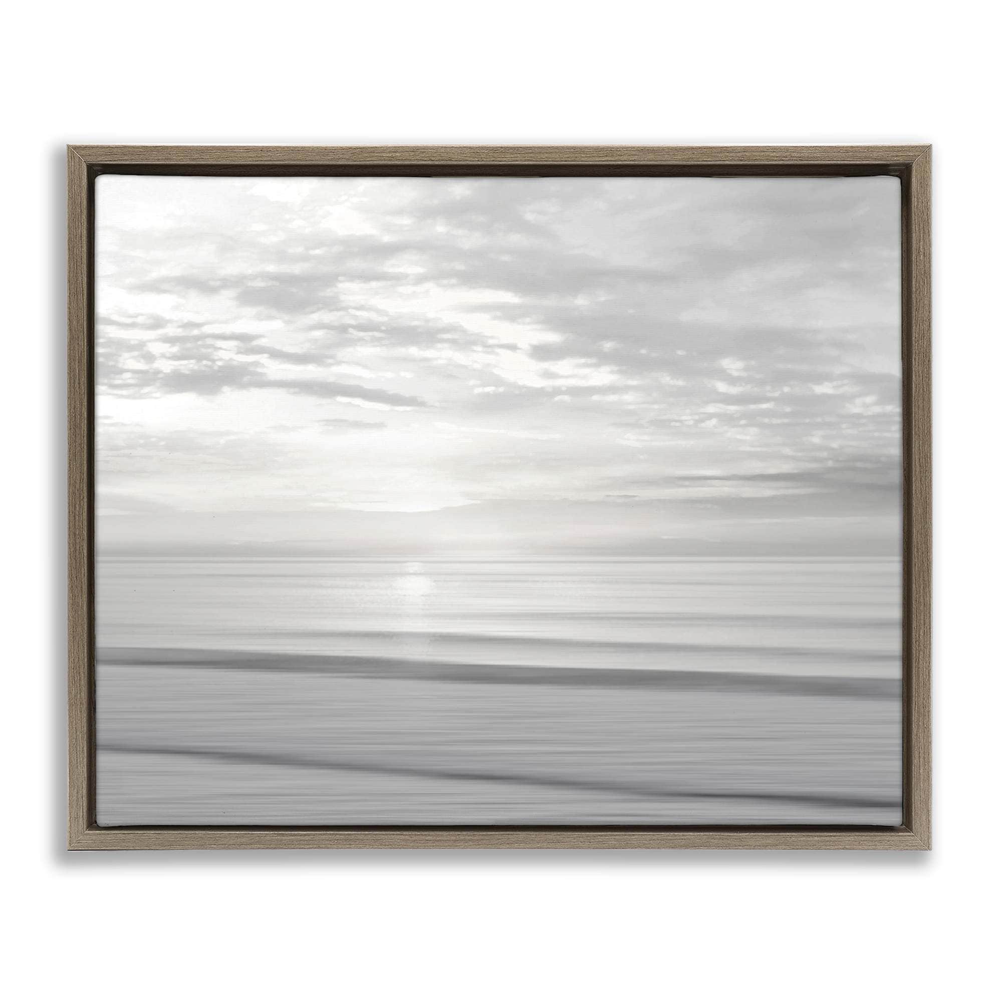 Stupell Industries BS-547-FFE-24X30 Soft Serene Beach Reflection Brown Framed Floater Canvas Wall Art By Maggie Olsen 31 x 25