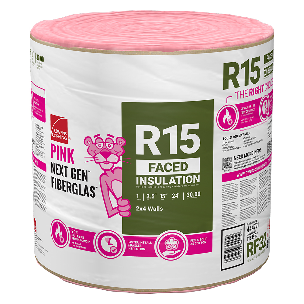 Owens Corning Eco Touch 15 in. W X 25 ft. L 30 Unfaced Fiberglass  Insulation Roll 31.25 sq ft - Ace Hardware