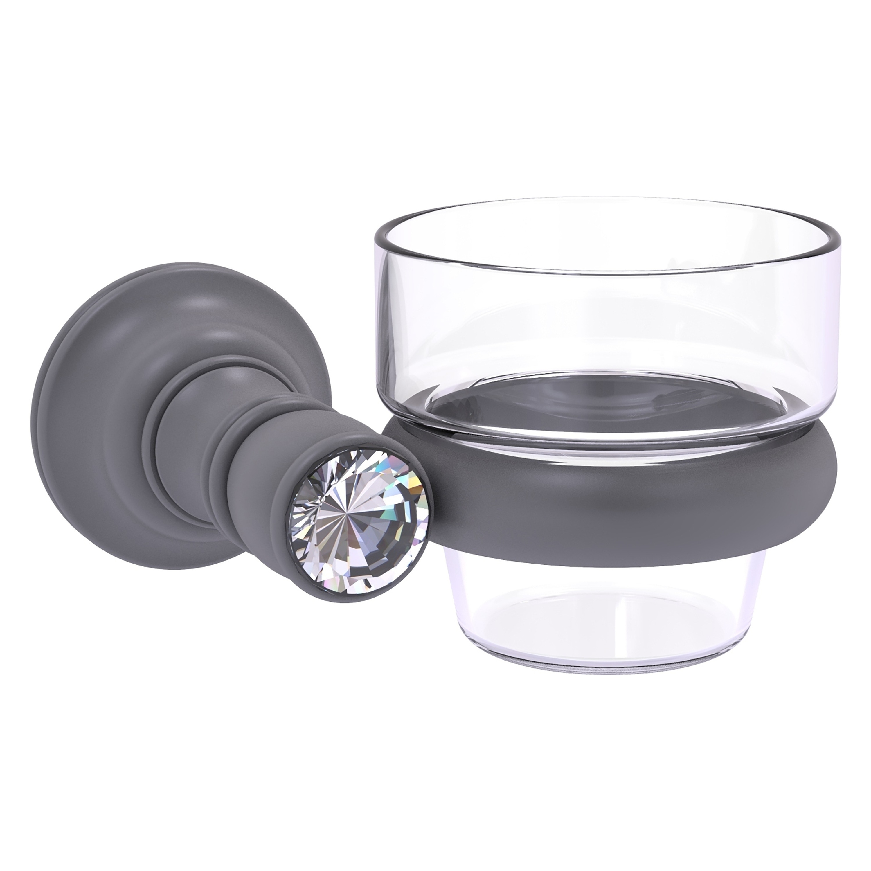 Allied Brass CC-64-GYM 2 -Piece Carolina Crystal Matte Gray Decorative Bathroom Hardware Set Included