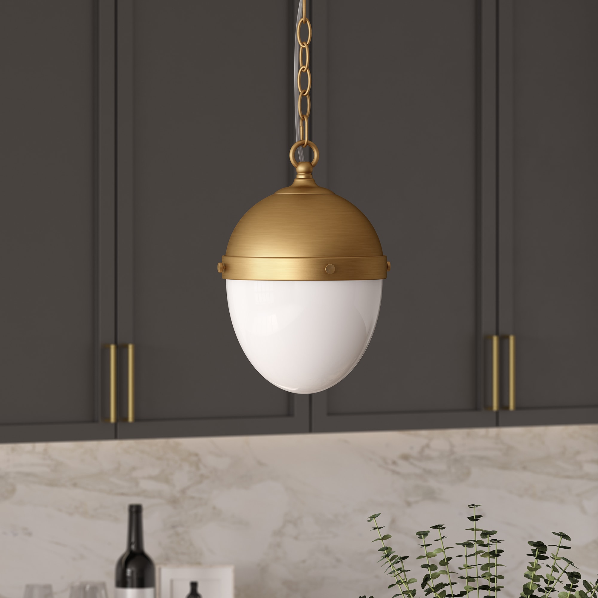 Hailey Home PD1917 Aurelia Brass/White Milk Modern/contemporary White glass Globe Hanging Pendant light
