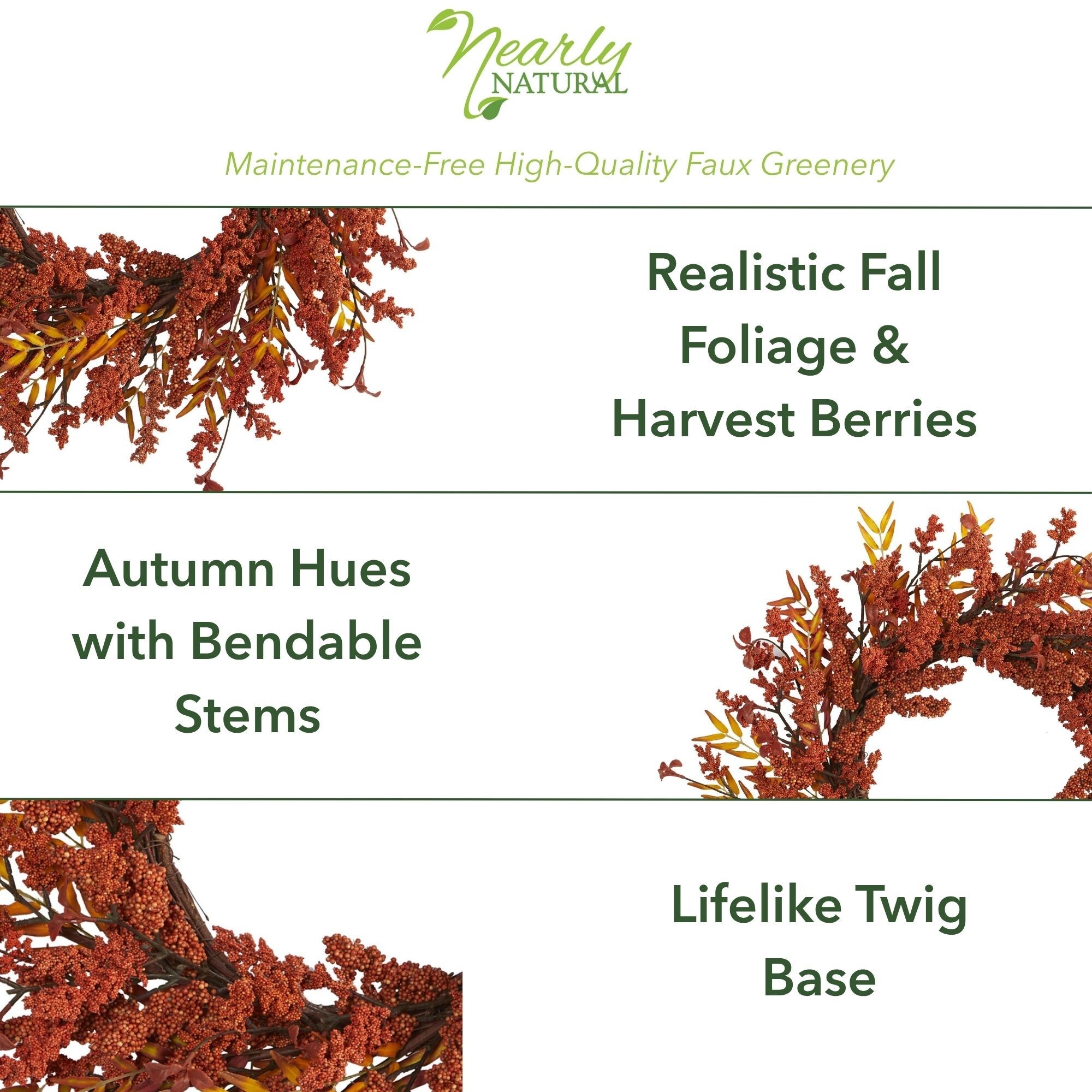 Nearly Natural 4473 Artificial-Thanksgiving-Wreaths - View #3