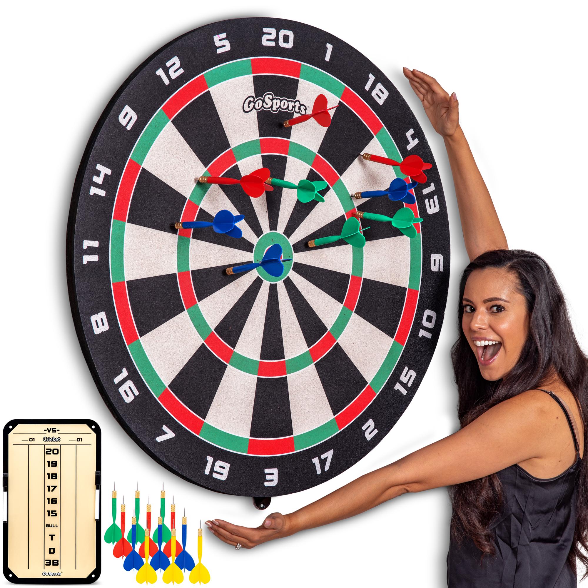 Dart Board Set,double-sided 15 Inch Dartboard Game With 6 Brass-plastic  Darts,man Cave Stuff For Adults,bars,arcades,billiard Rooms,family Leisure  Spo