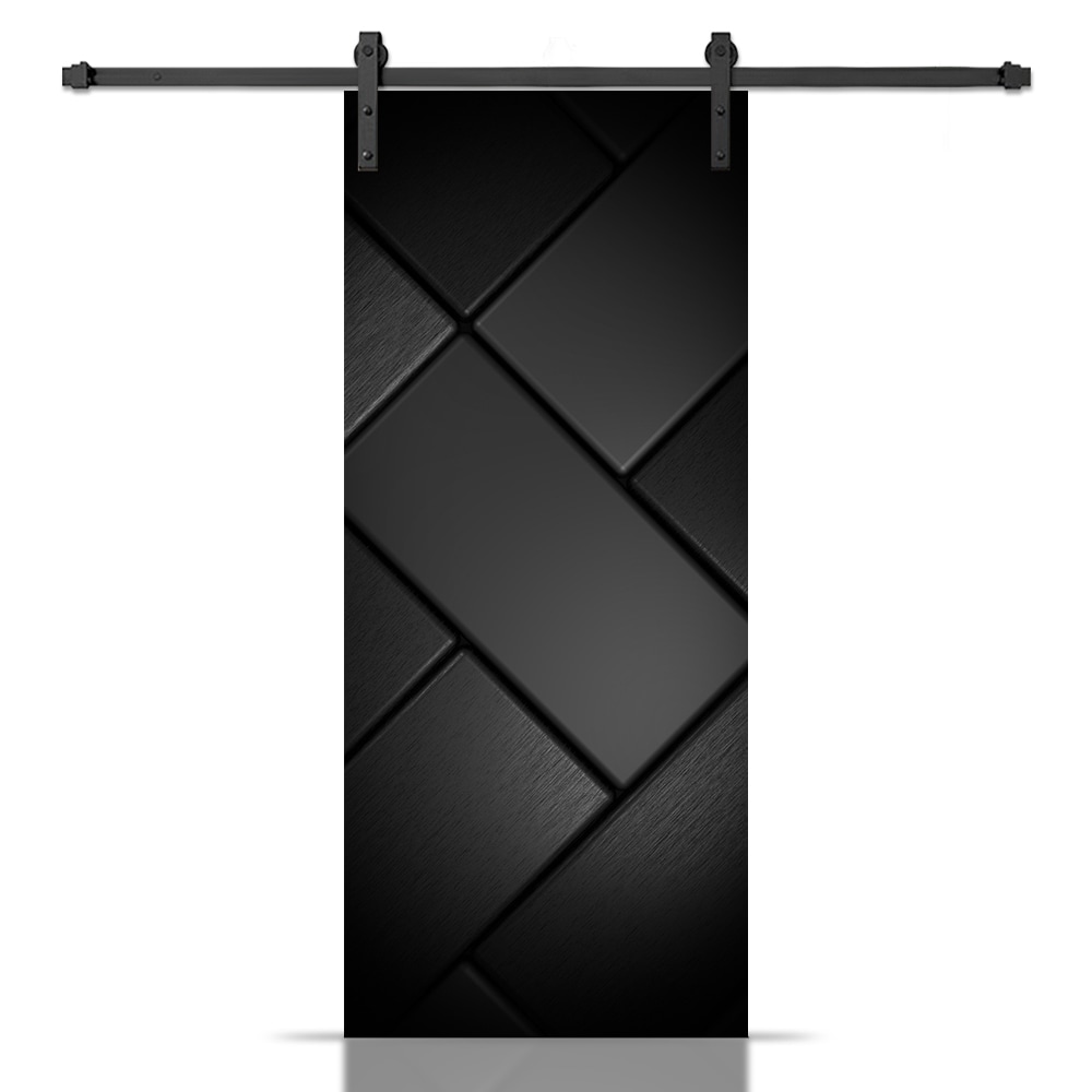 CALHOME S11MK72+ART-19-96X36 36-in x 96-in Dark Brick MDF Hollow core Single Barn Door (Hardware Included)