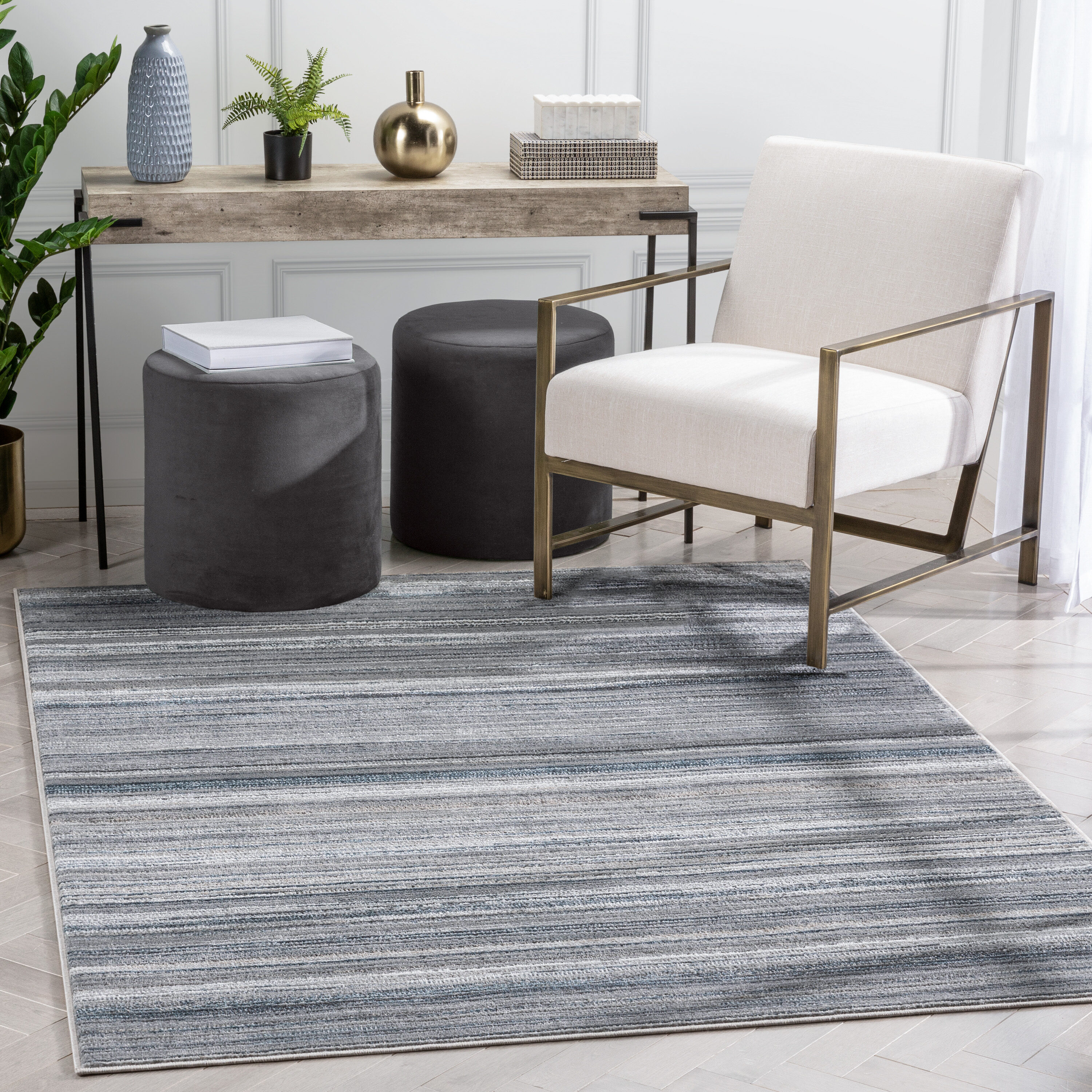 Well Woven VER-117-5 Verity 5 x 7 (ft) Loomed Polyester Grey Rectangular Indoor Abstract Moroccan Area rug