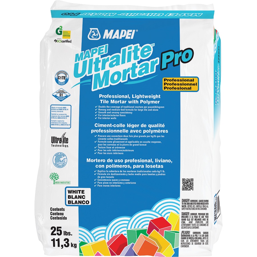 MAPEI Ultralite Pro White Thinset/Medium Bed Tile Mortar (25-lb) in the  Mortar department at
