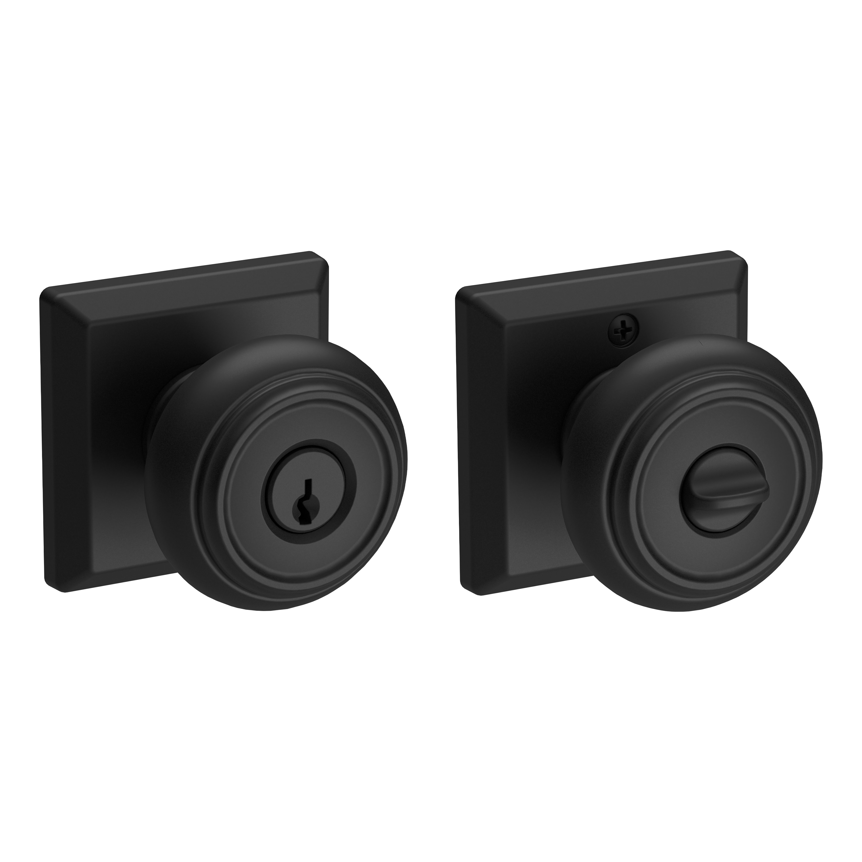 Baldwin Satin Black Interior/Exterior Keyed Entry Door Knob in the Door ...