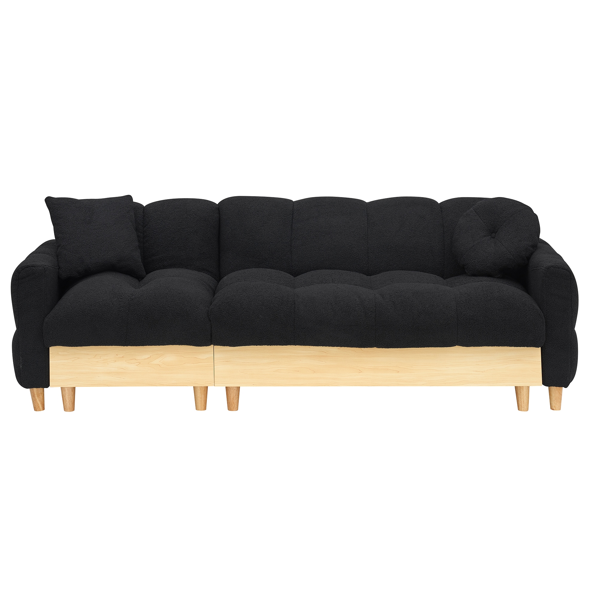 Bybafun YD2700082 87-in Modern Black Sofa
