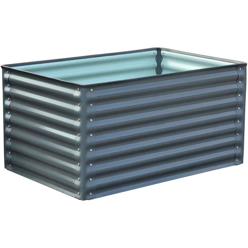 Hanover HANRECGB-3GRY Rectangle 23.6-in W Medium Gray Metal Garden bed with Drainage Holes