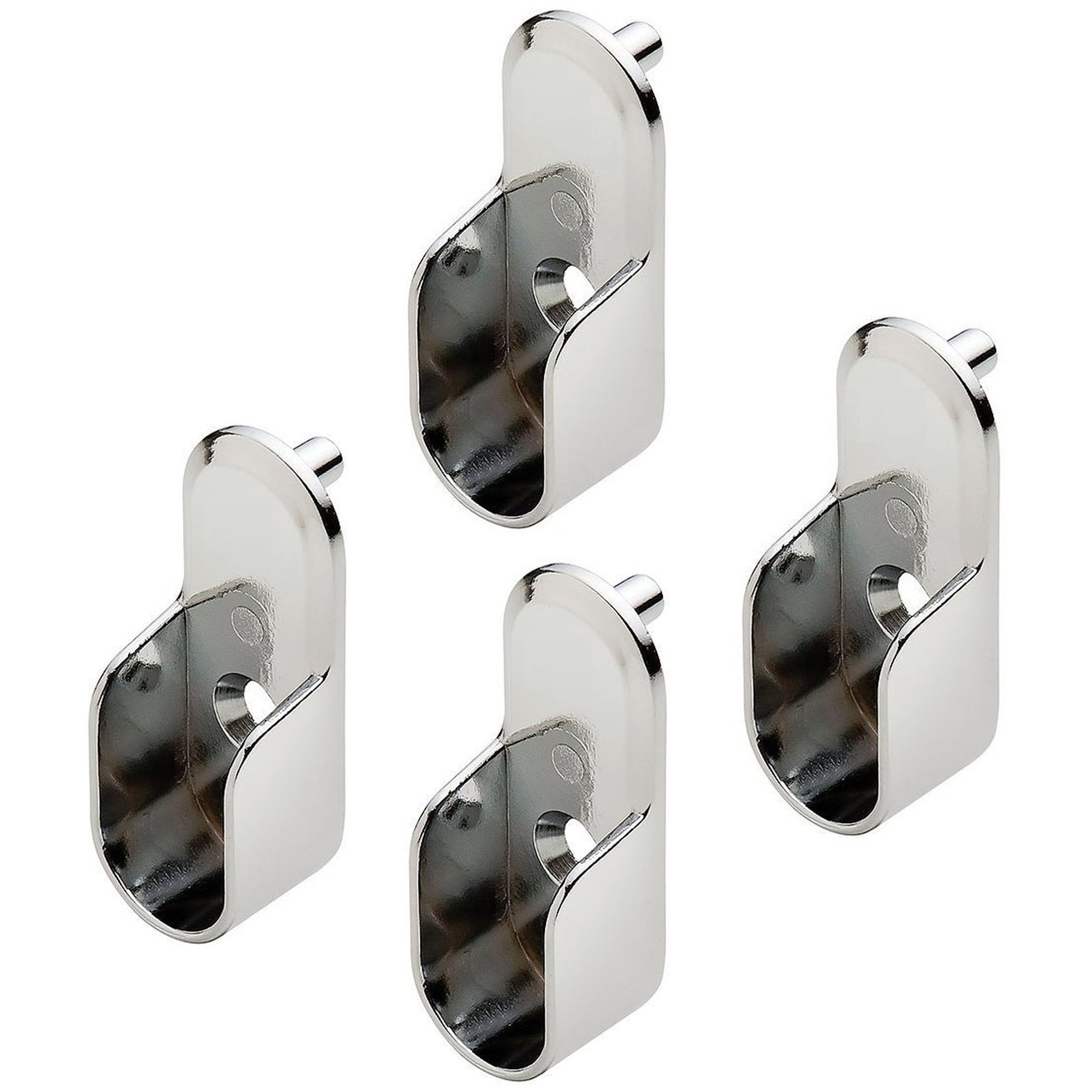 Wudkey 15mm x 30mm Polished Chrome Oval Closet Rod End Supports with Rear Pins for Closet Rod Installation