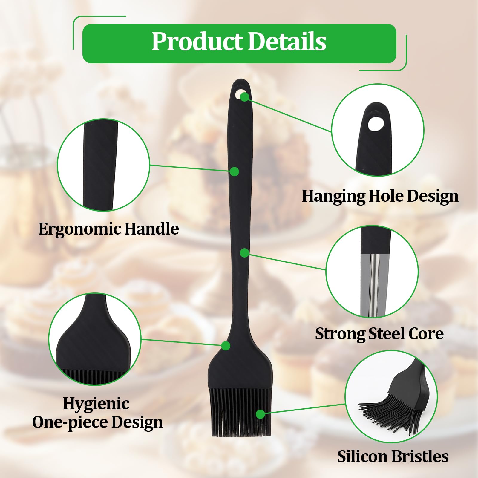 Aoibox Silicone Basting Pastry Brush Set 3 Piece Heat Resistant Cooking ...