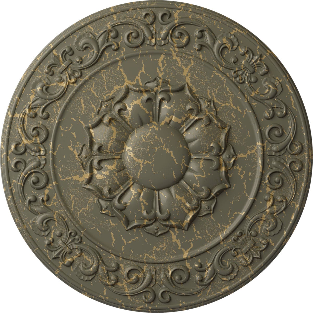 Ekena Millwork CM27SYWHC Sydney 27.75-in W x 27.75-in L Painted Witch Hazel Crackle Polyurethane Whole Ceiling Medallion