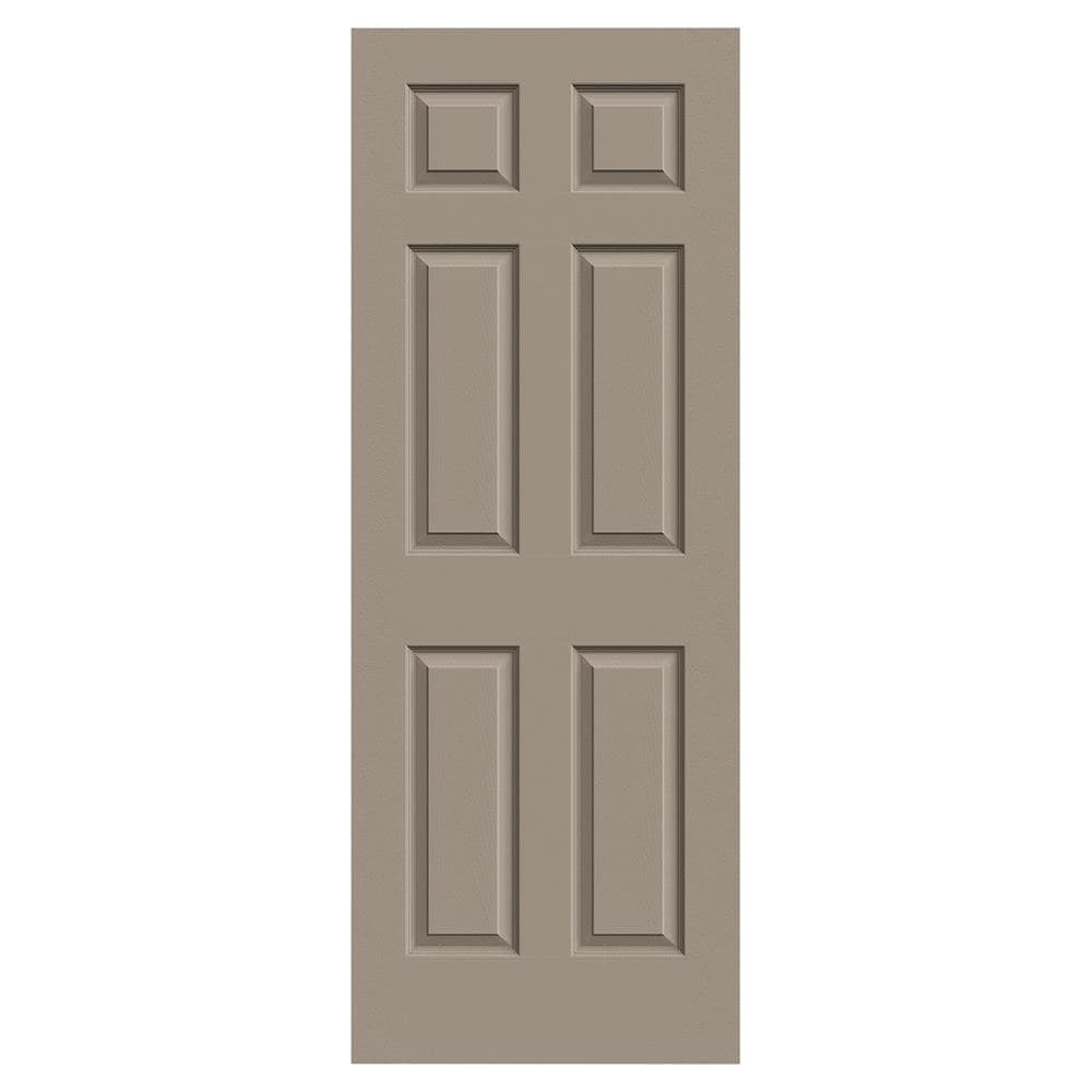 Colonist 30-in x 80-in Pottery 6-panel Mirrored Glass Hollow Core Prefinished Molded Composite Slab Door in Brown | - JELD-WEN LOWOLJW191300233