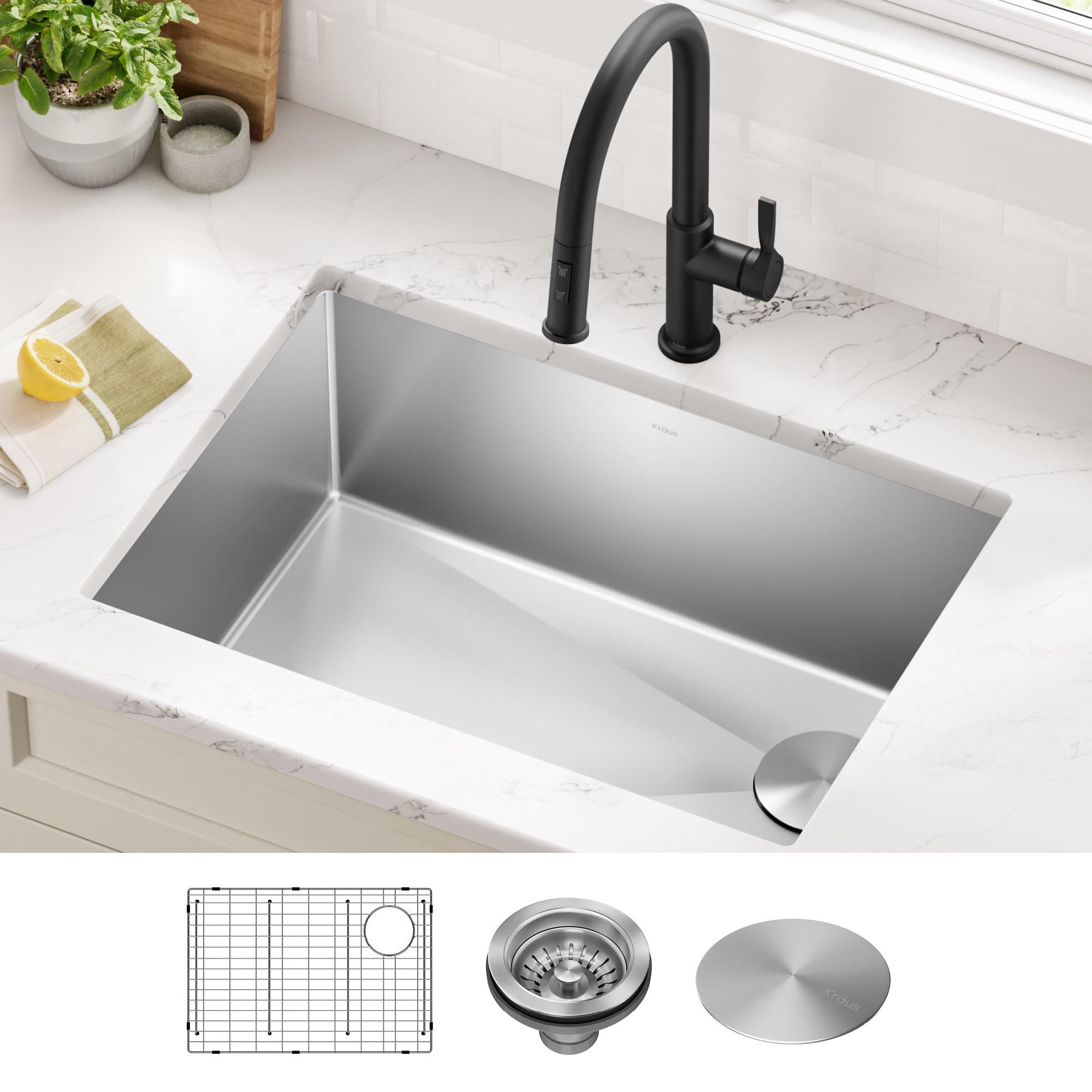 Kraus KHU110-27 Standart PRO Undermount 27-in x 19-in Stainless steel Single bowl 16 -Gauge Kitchen Sink