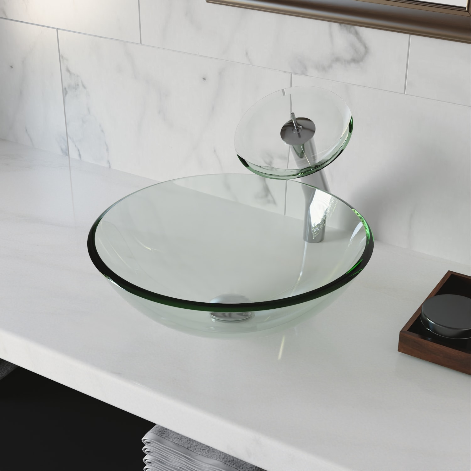 DeerValley DV-1G0005 Symmetry Glass Vessel Round Traditional Crystal Bathroom Sink ( 16.54-Inches x 16.54-Inches )