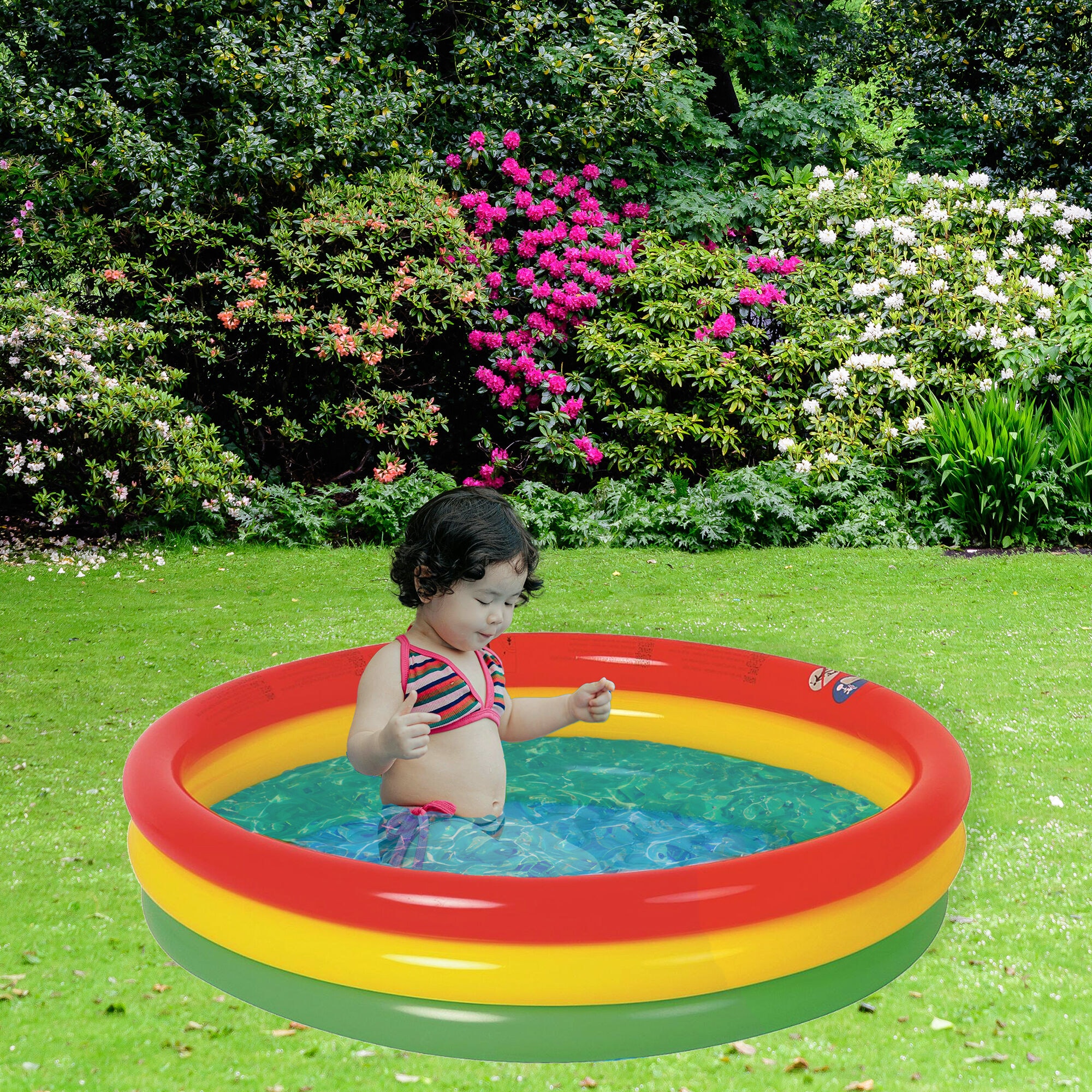 59" Red, Yellow, and Green Inflatable Round Kiddie Pool