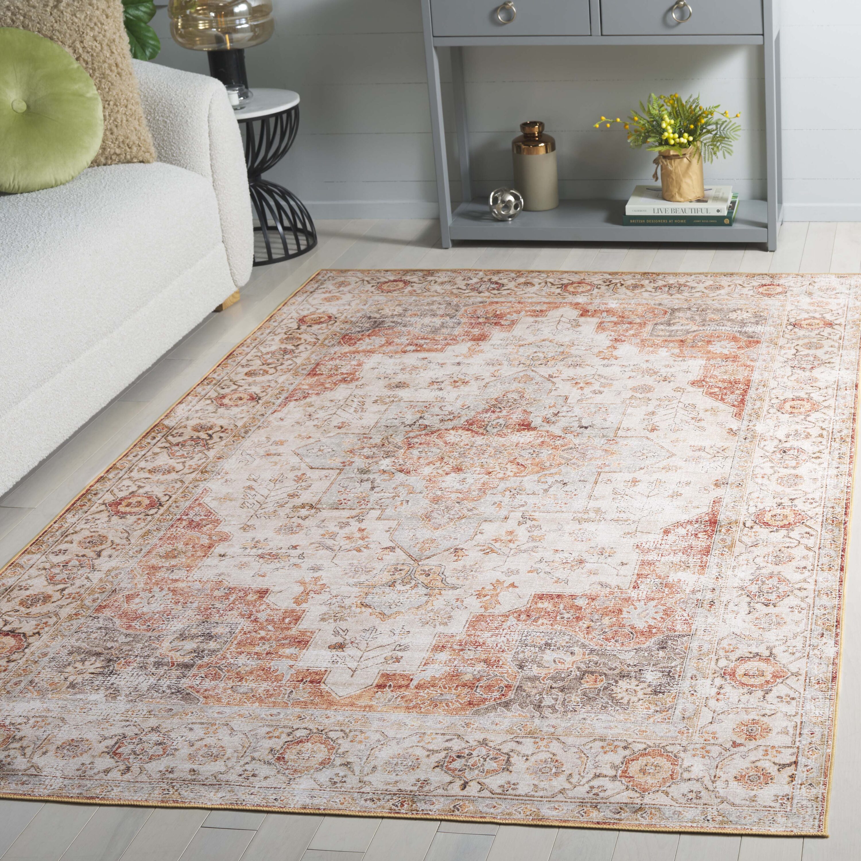 Arizona 205B Beige Rust 4ft x 6ft Traditional Rug
