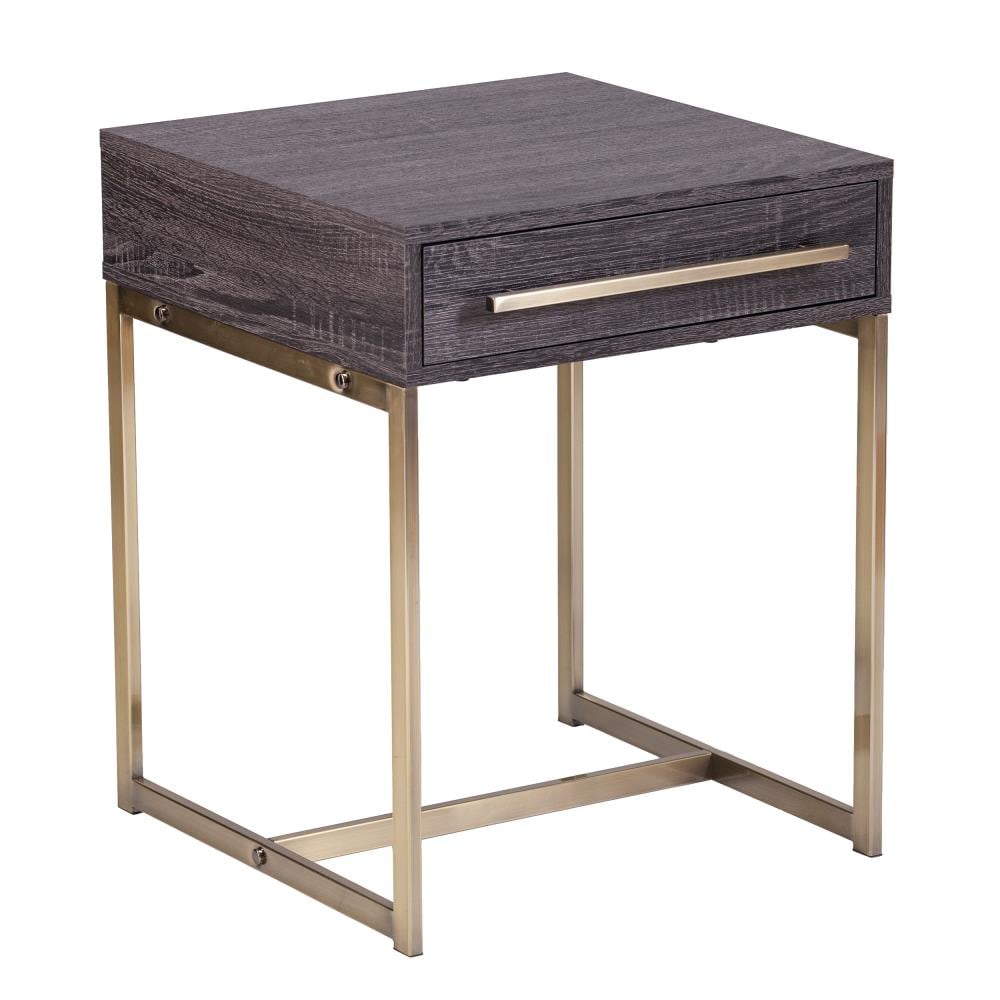 Boston Loft Furnishings ATG2084001CK Pruday 19-in W x 24-in H Black Oak and Antique Brass Metal End Table with Storage Assembly Required