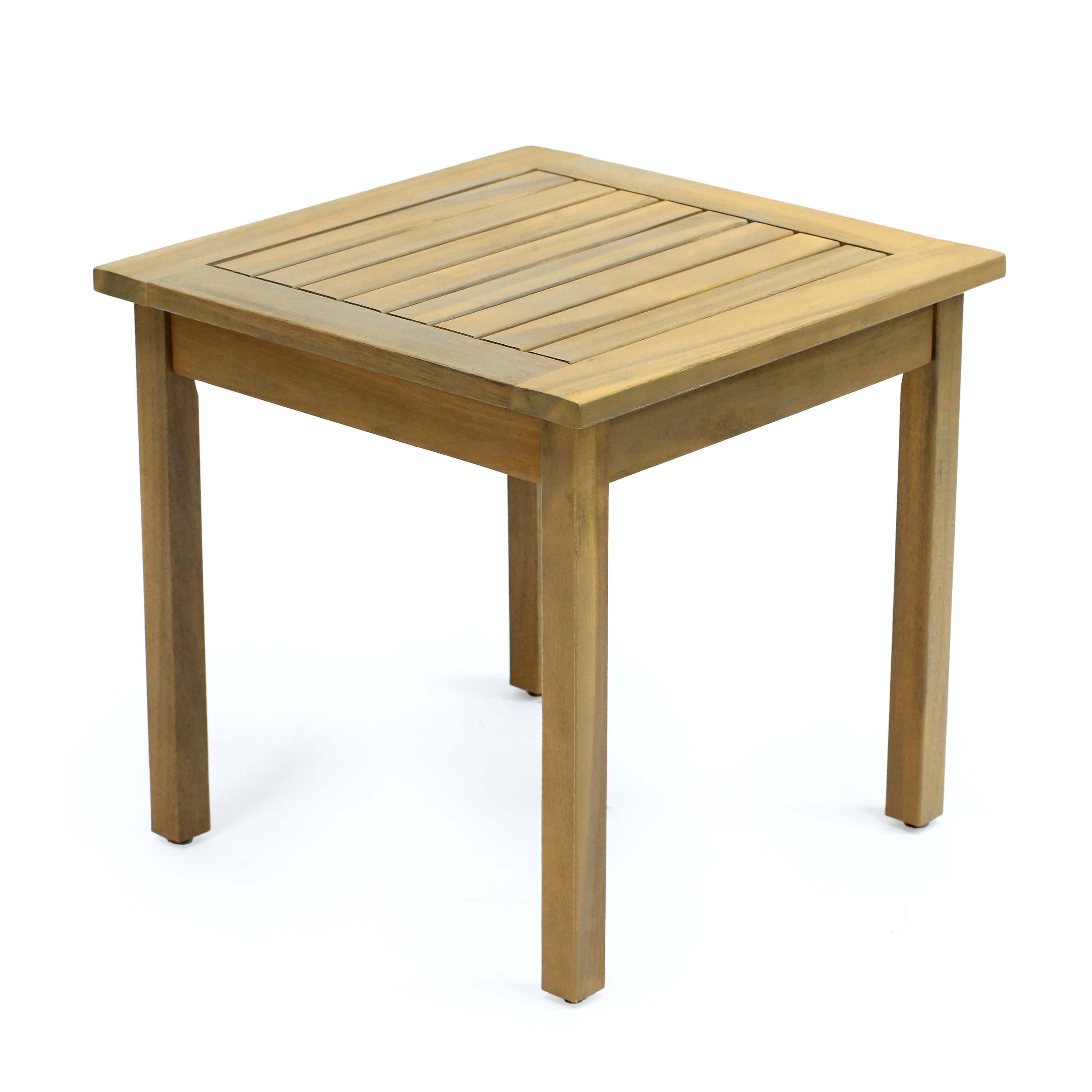 JONATHAN  Y Archer 18.9-in. Modern Classic Square Slatted Solid Acacia Wood Indoor/Outdoor Adirondack Side Table - Light Teak