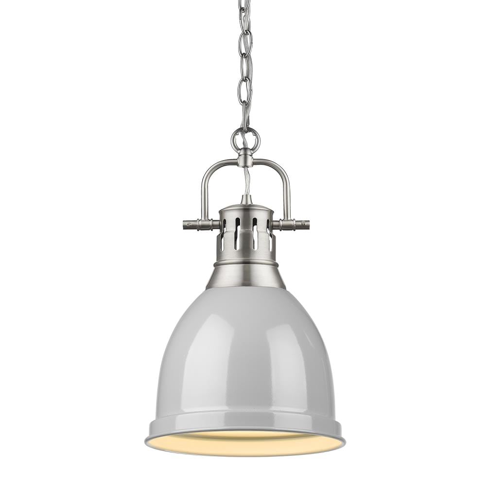 Golden Lighting 3602-S PW-GY Duncan Pewter Transitional Dome Hanging Pendant Light