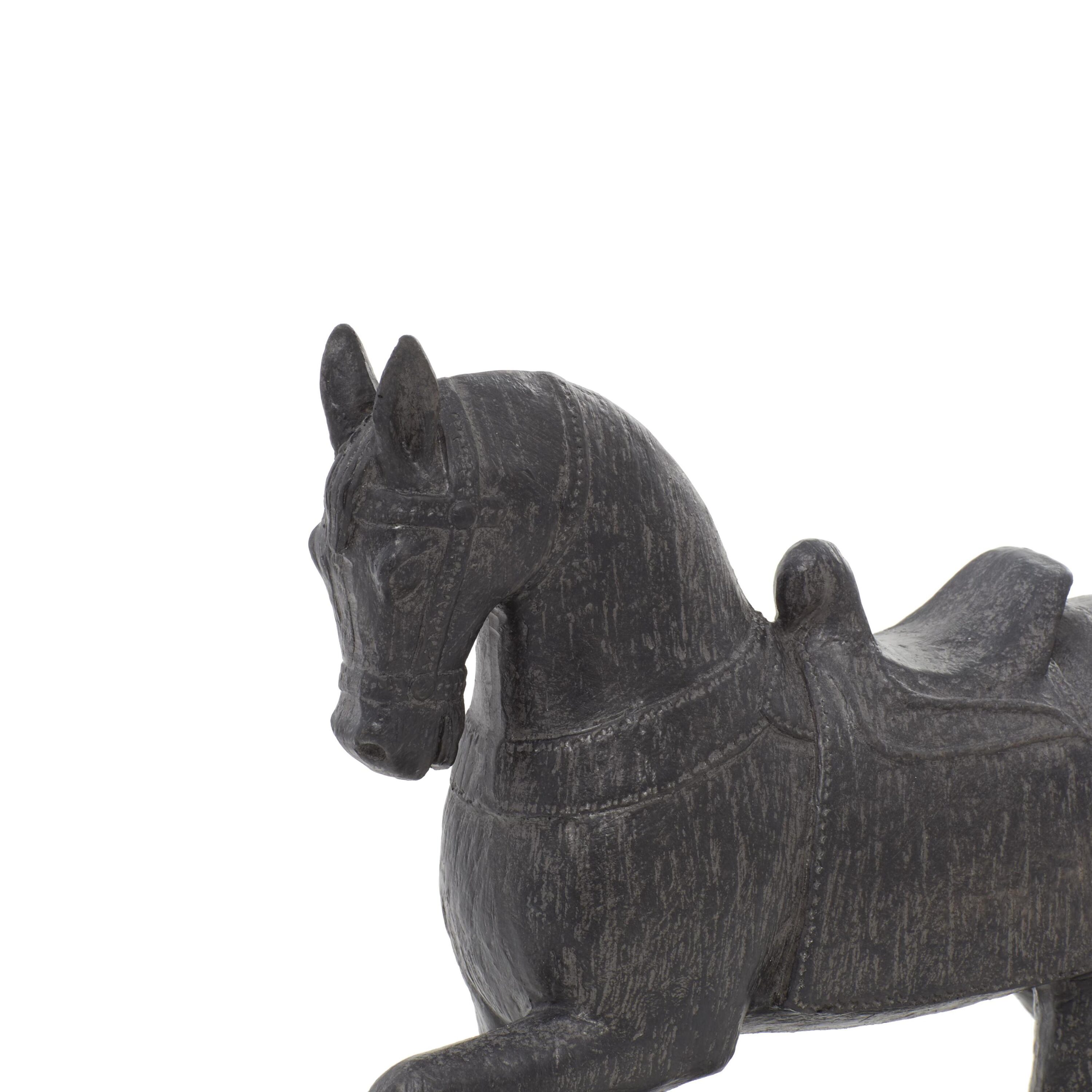 9" Brown Polystone Horse Statue with Weathered Finish