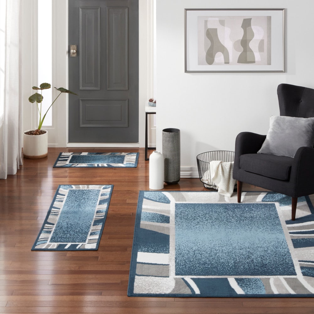 Home Dynamix 3S-7542-340 Ariana Konya Multiple sizes (ft) Polypropylene Blue/Gray Rectangular Indoor Border Rug set