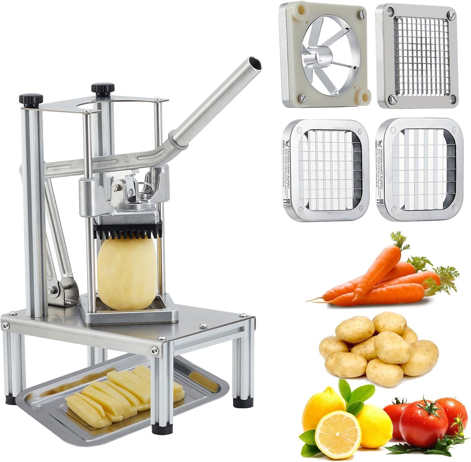 GAOMON Commercial Vegetable Chopper Heavy Duty Stainless Onion Dicer Potato Cutter French Fry Cutter with Replaceable Blades