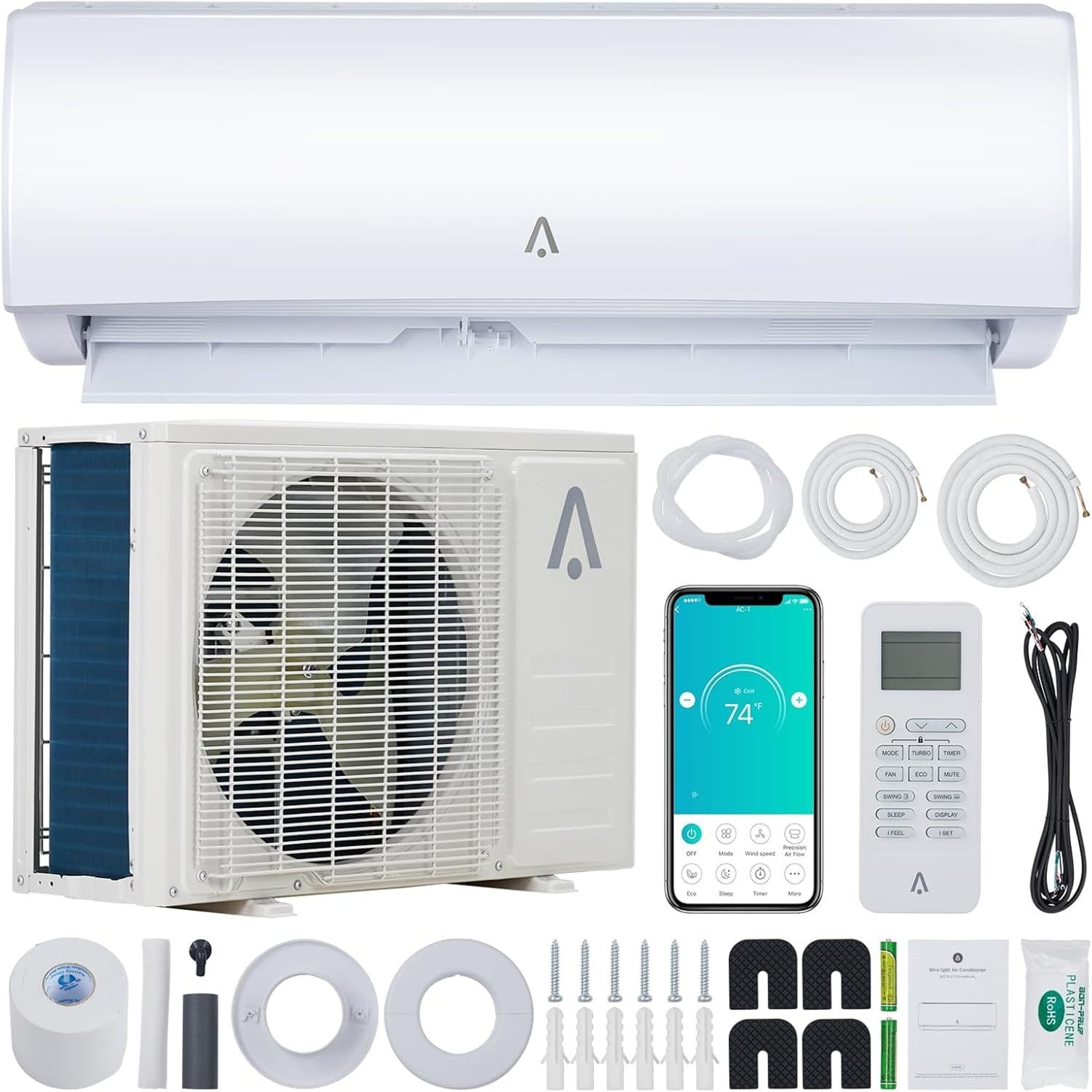 Garvee 9000BTU 550sq ft 208-230Volt White Through the Wall Air Conditioner with Heater with Remote 24 SEER2