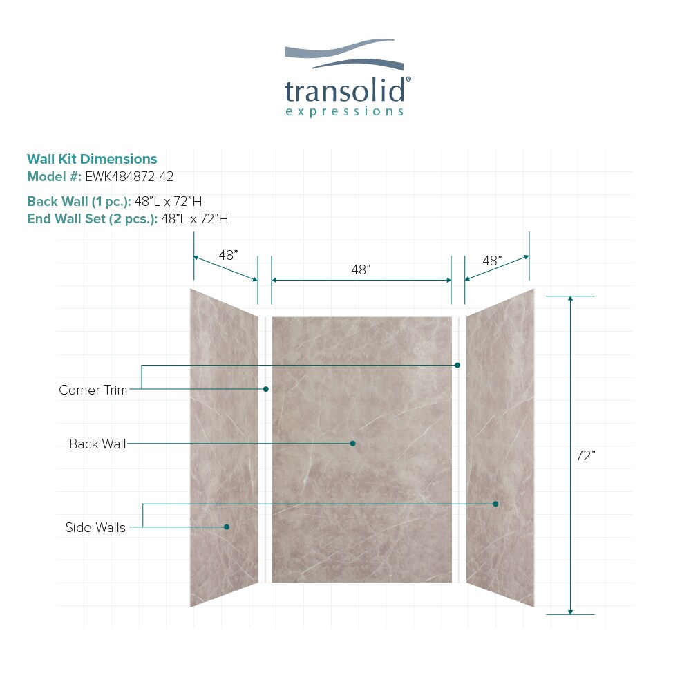 Transolid Expressions 48-in W x 48-in D x 72-in H Dover Stone Glue To ...