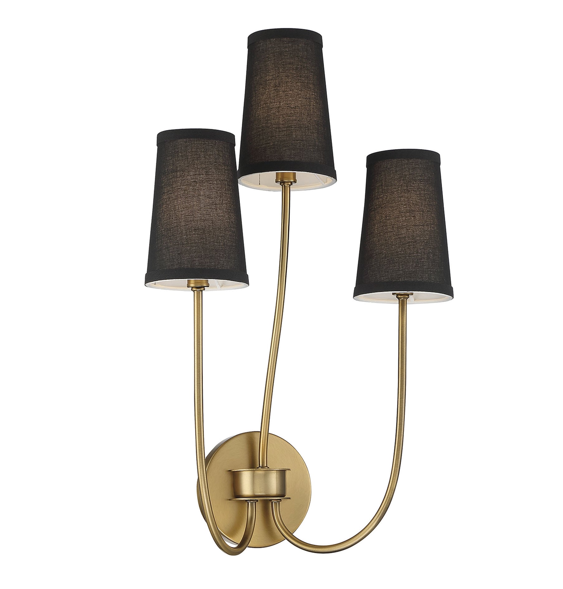 Meridian Lite Trends 3-Light Wall Sconce in Natural Brass 14-in W 3 ...