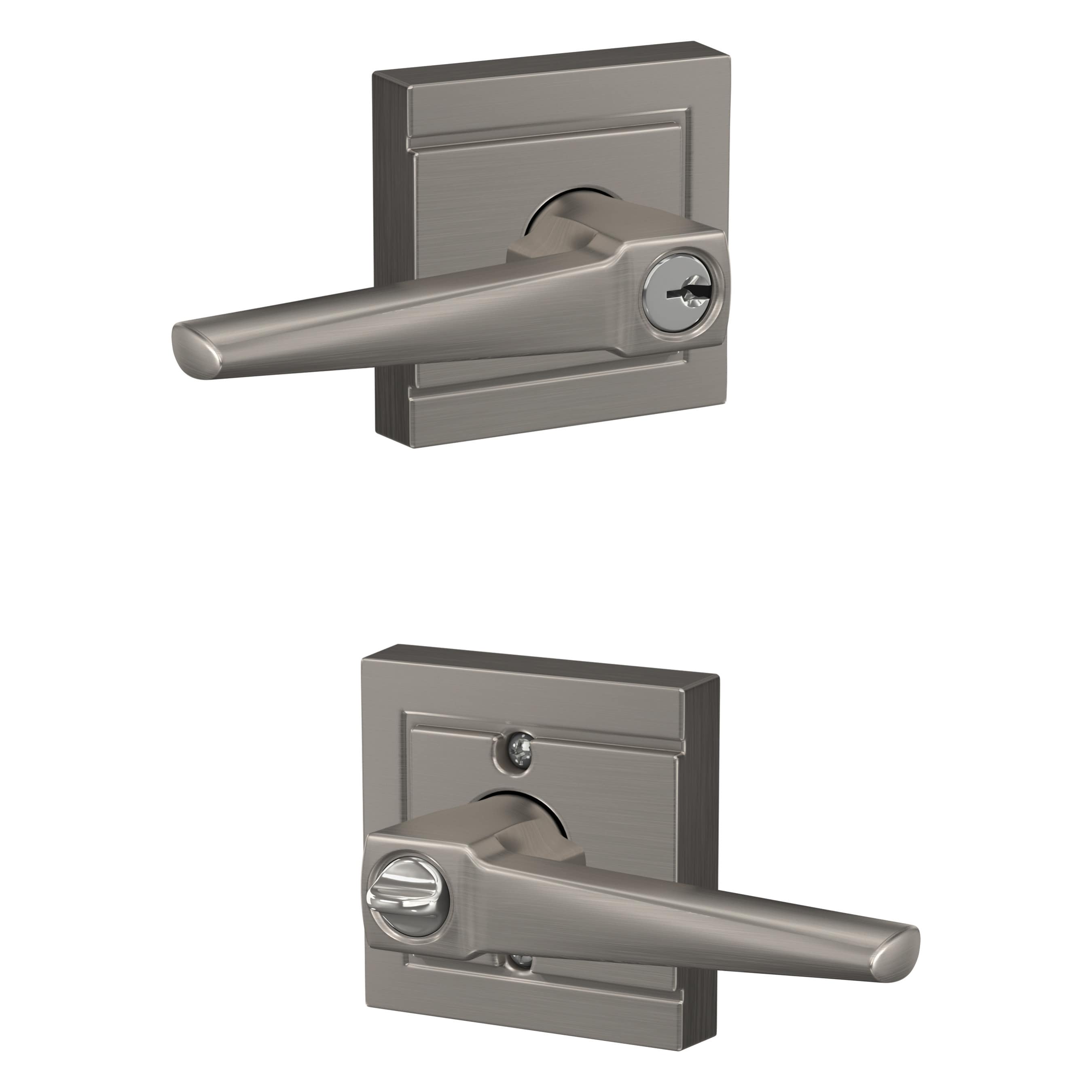 Schlage F51A ELR 619 ULD Custom Custom Eller - Upland Satin Nickel Universal Exterior Keyed entry Door Handle