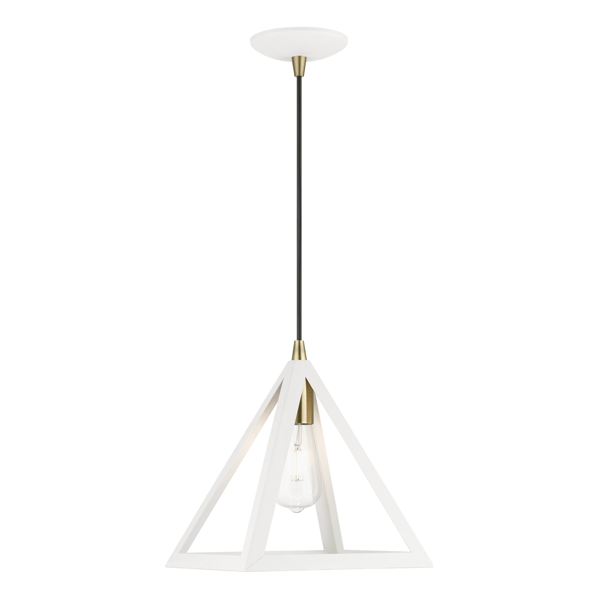 Livex Lighting Pinnacle Textured White with Antique Brass Accents