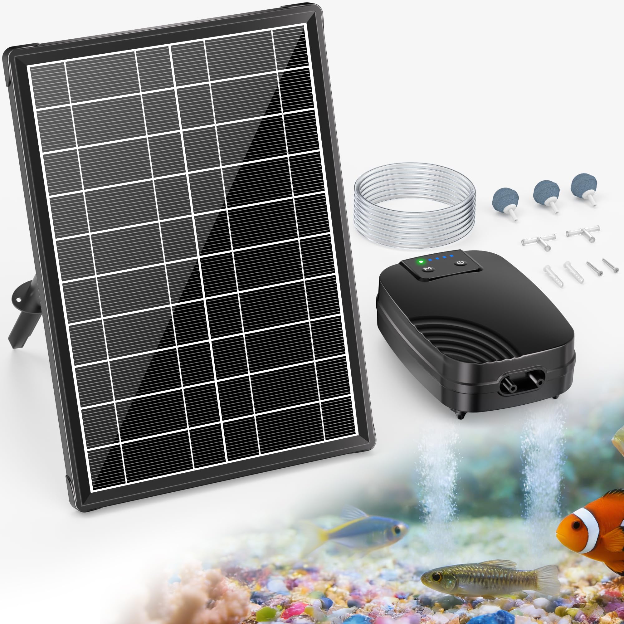 AKSCYZM  Solar Pond Aerator 8W Solar Air Pump for Small Pond Fish Pond or Fish Tank with Solar Power 3 Modes Outdoor Use Safe for Pets