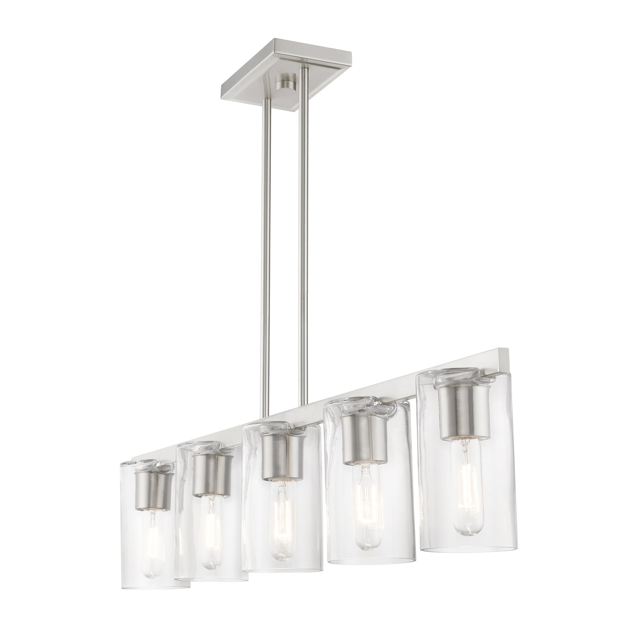 Clarion Brushed Nickel and Clear Glass 5-Light Linear Chandelier