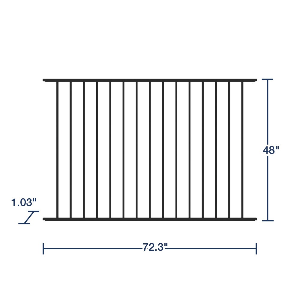 Freedom Easton 4-ft H x 6-ft W Black Aluminum Spaced Picket Flat-top ...