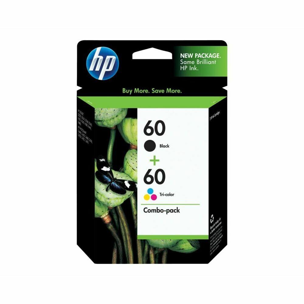 HP SSN48467 Hewlett Packard N9H63FN 60 Black and Tri-Color Original Ink Cartridges- Pack of 2