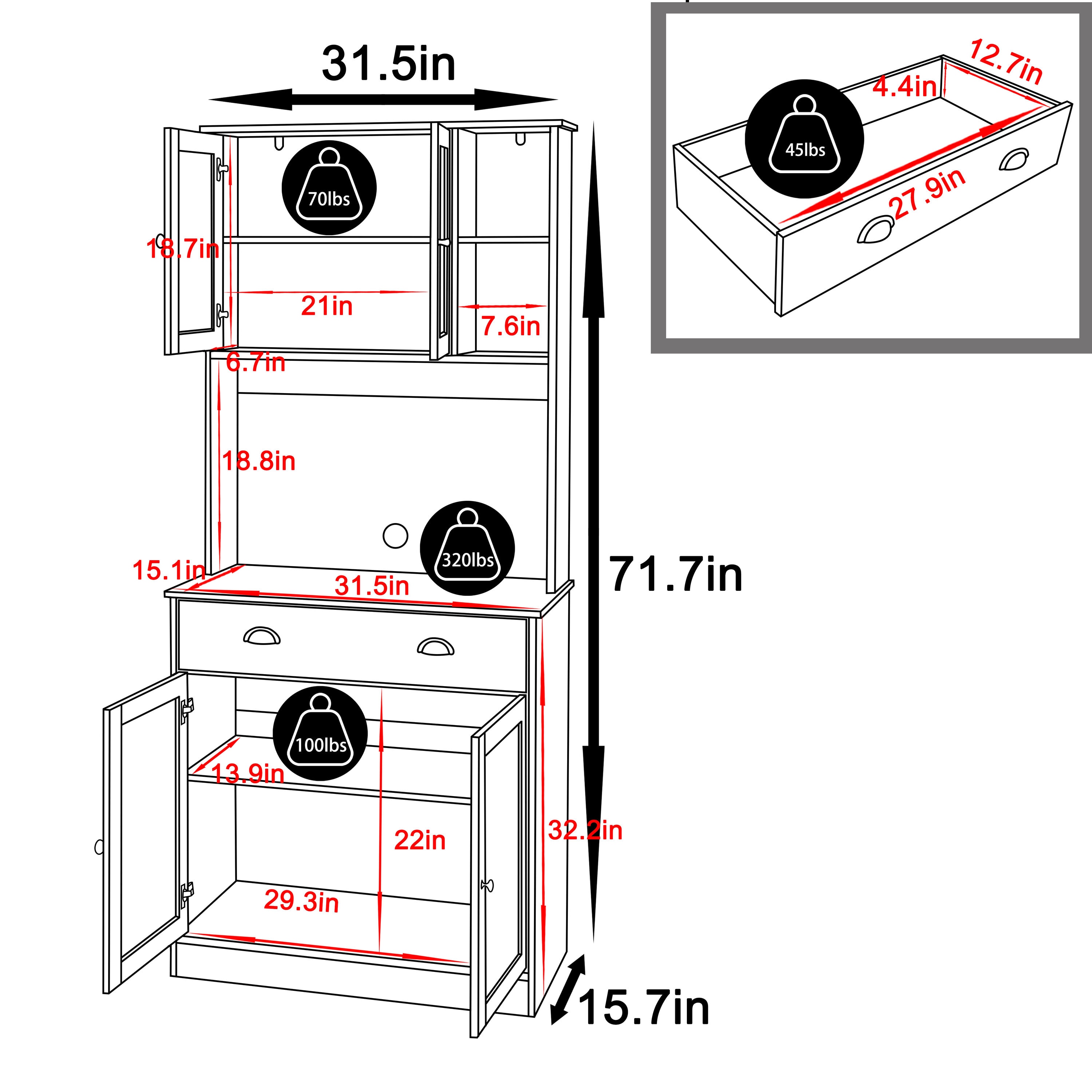 VEIKOUS HP0405-04WH-1 Dining-Kitchen-Storarge - View #2