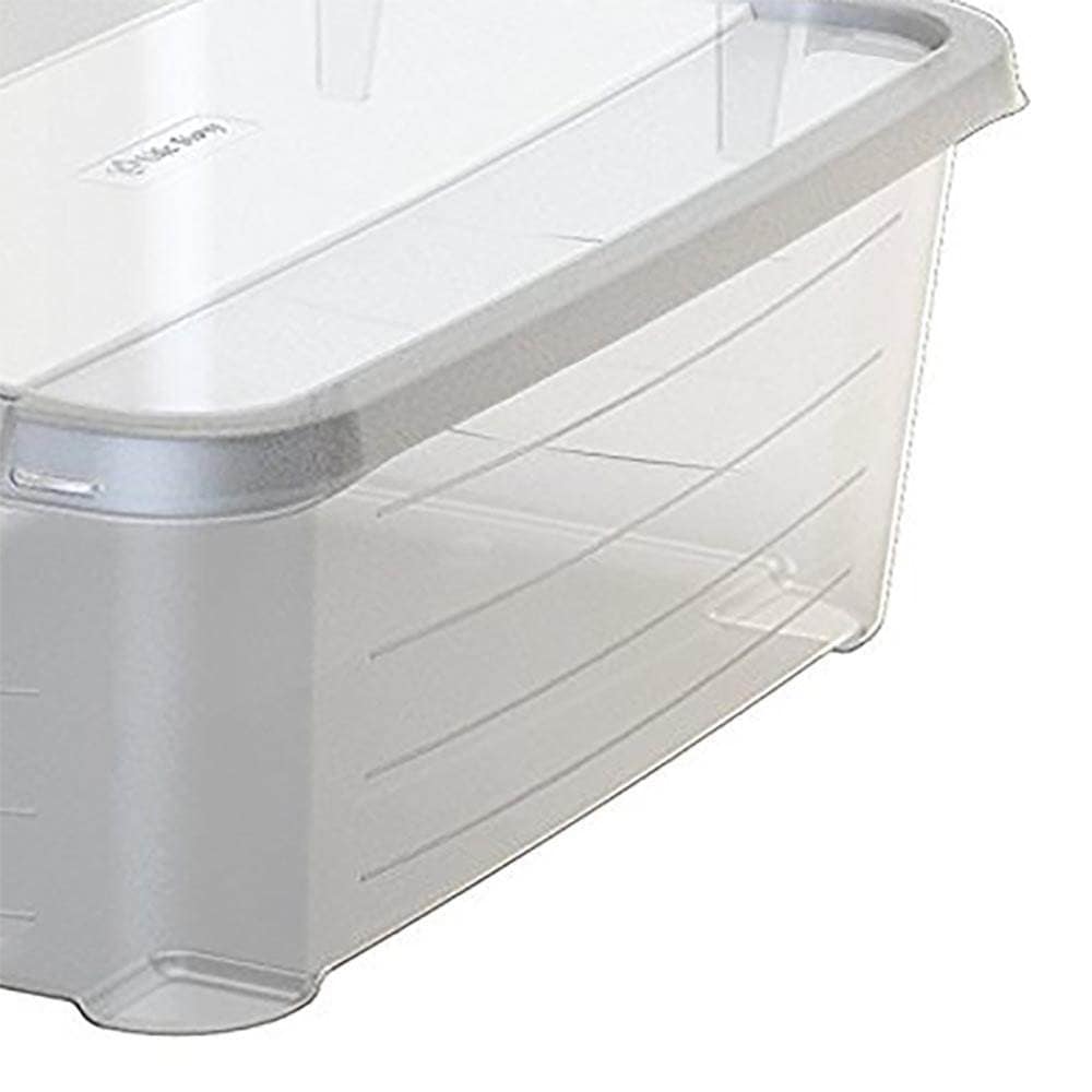 Clear White Stackable Plastic Lidded Storage Box Set
