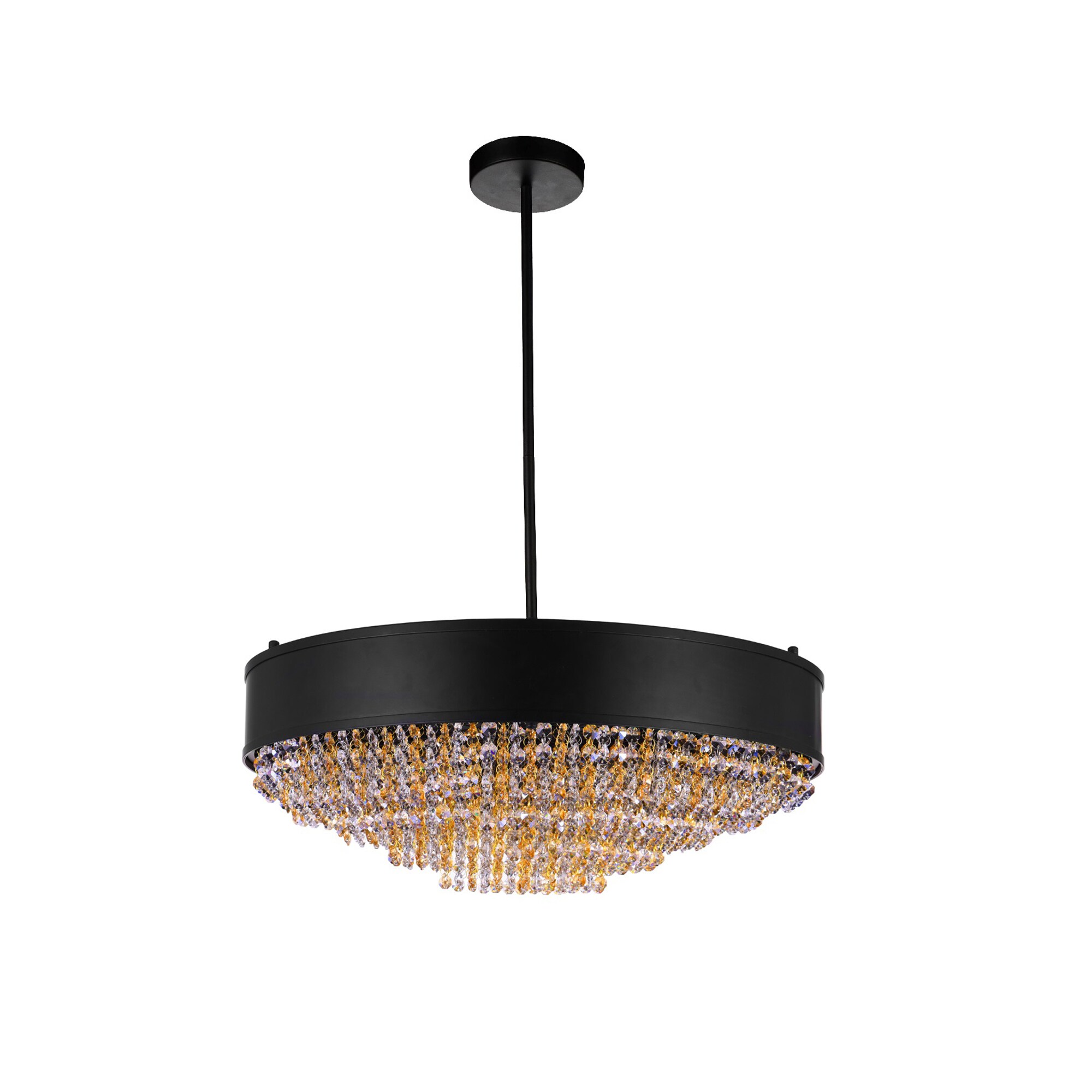 Medina Black Drum Shade Chandelier with Crystal Accents