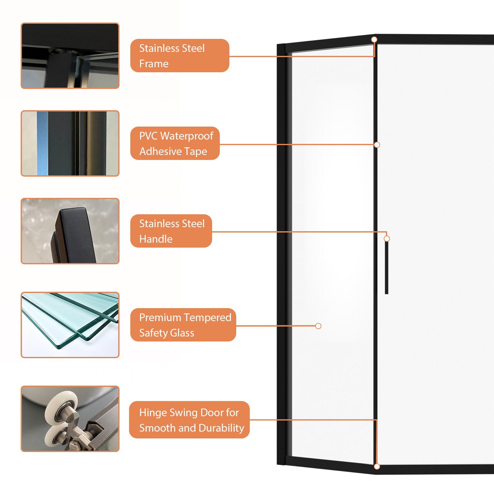Lordear HBRS-LD-6B10-38MB Shower-Doors - View #4