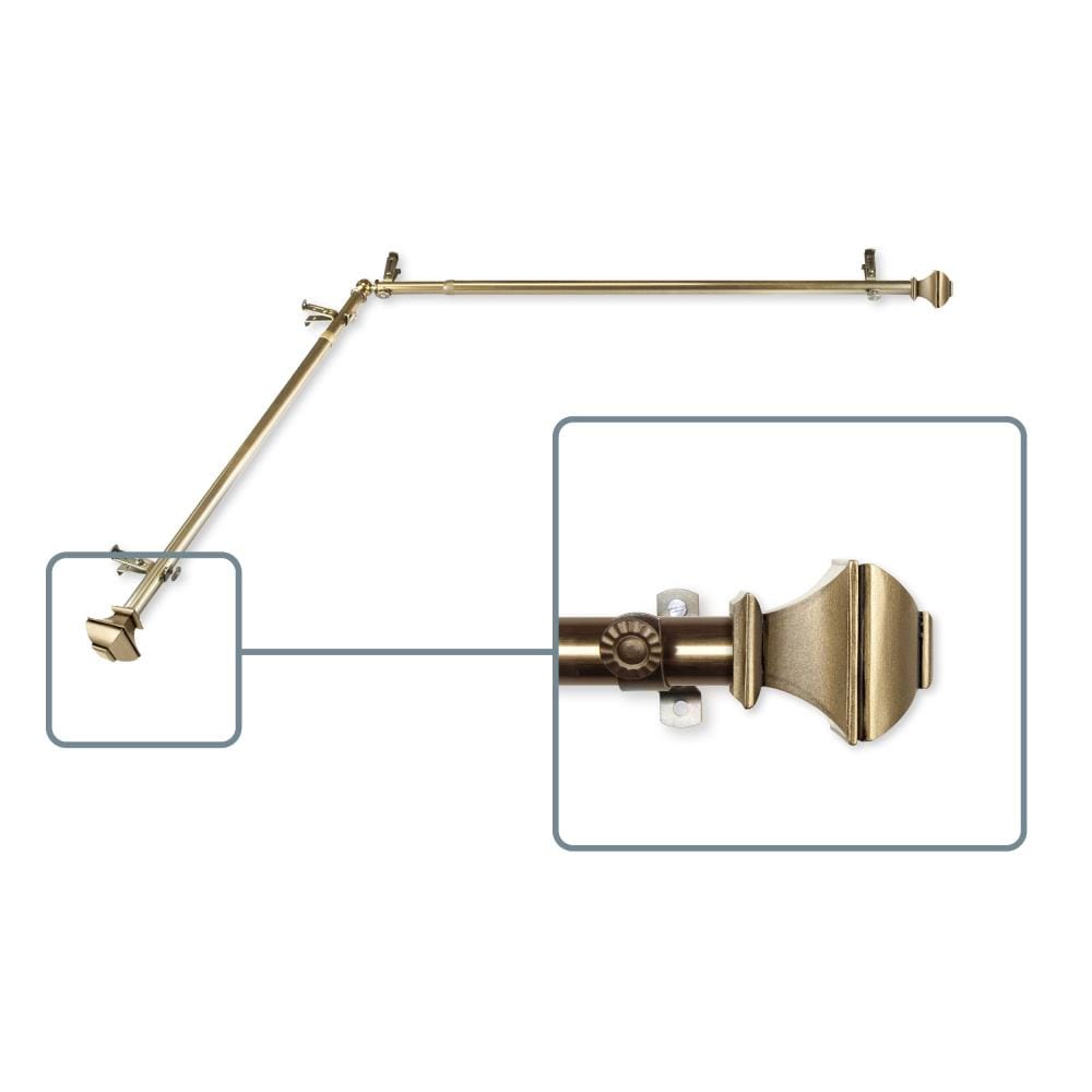 Hart & Harlow L4882-994CR Pandora 13/16-in 120-in to 170-in Antique brass Steel Corner curtain rod with Finials